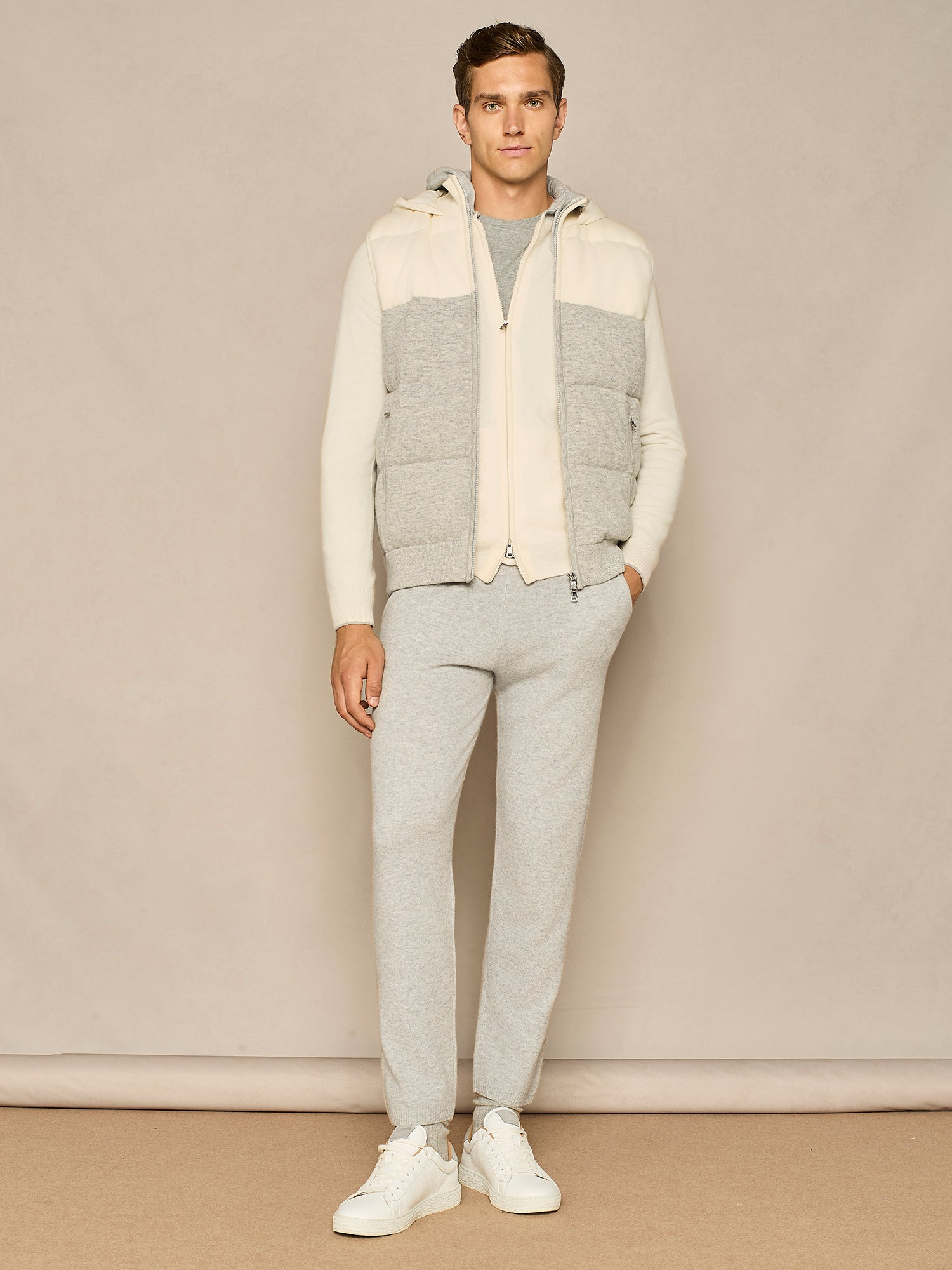 OFF WHITE COLOR BLOCK PURE CASHMERE SWEATER