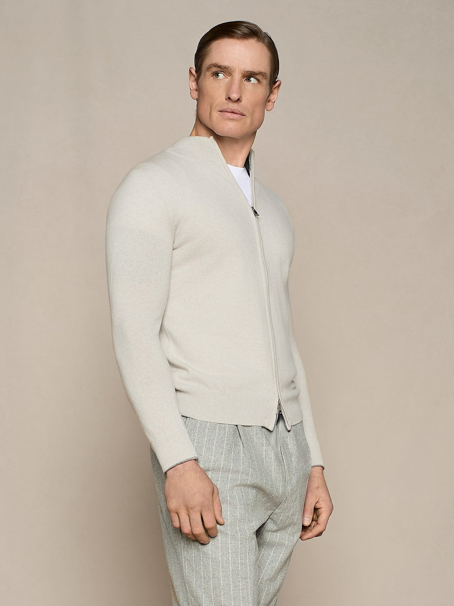 MAGLIA FULL ZIP BURRO