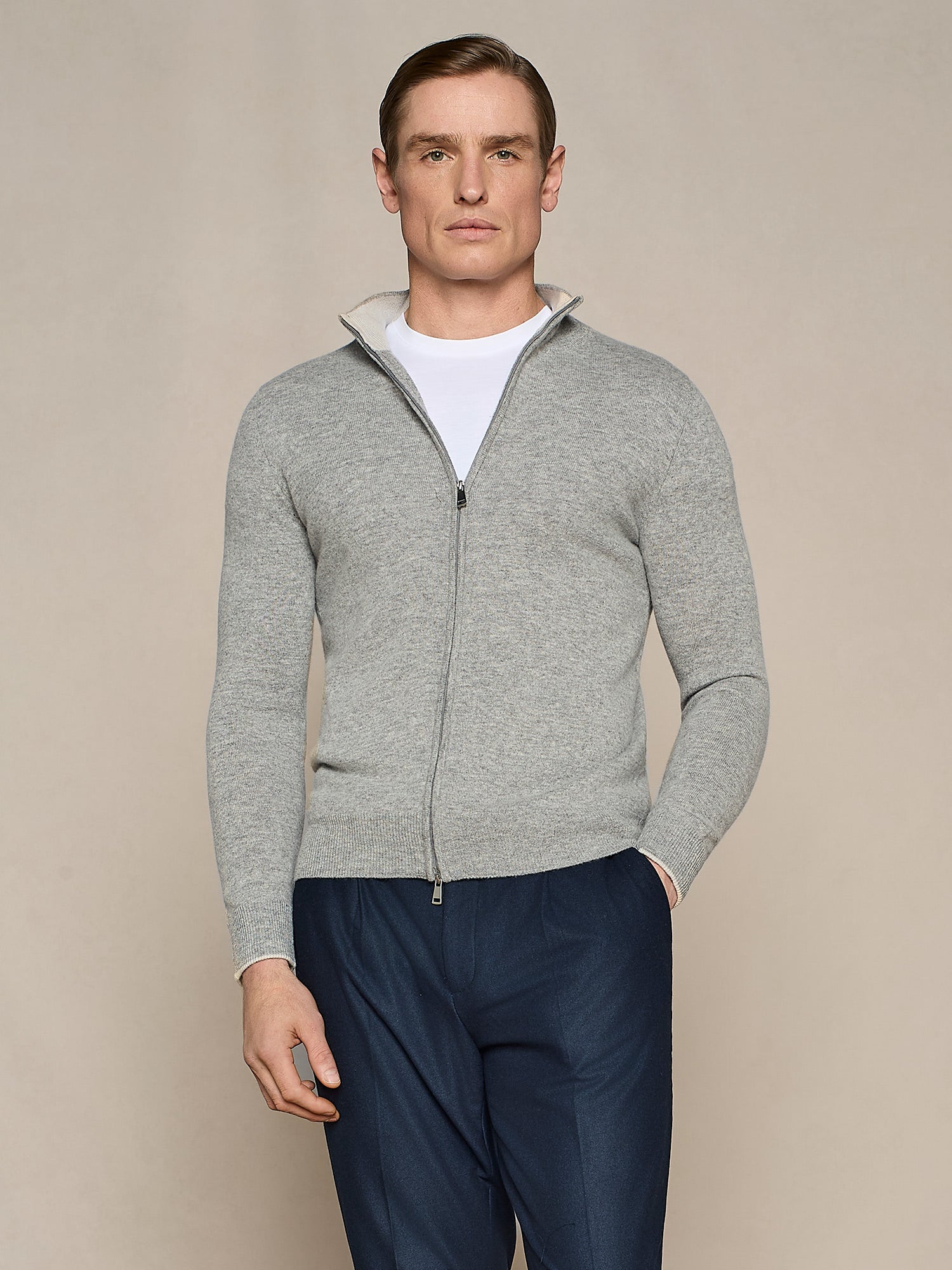 MAGLIA FULL ZIP GRIGIO MELANGE