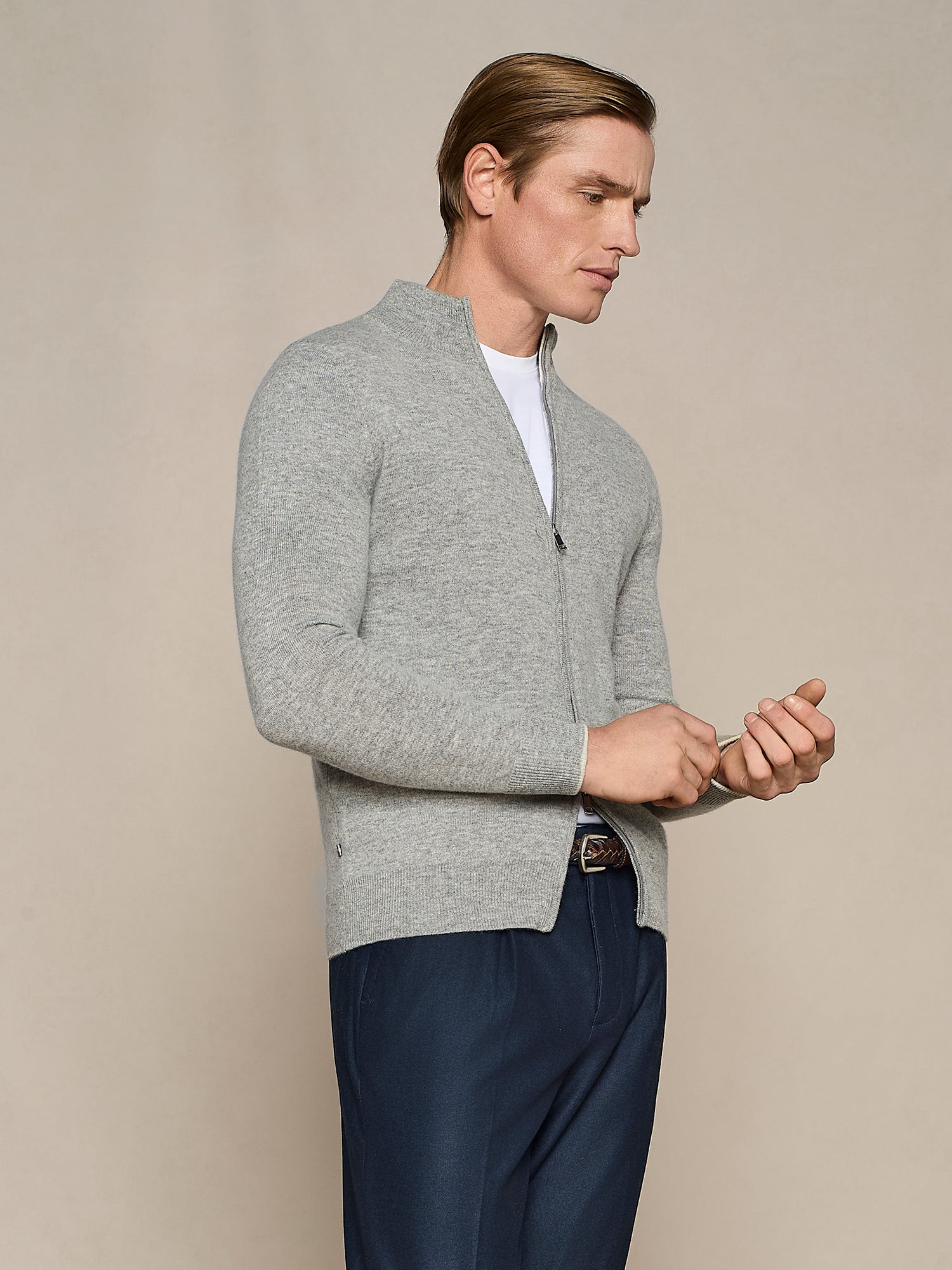 MAGLIA FULL ZIP GRIGIO MELANGE