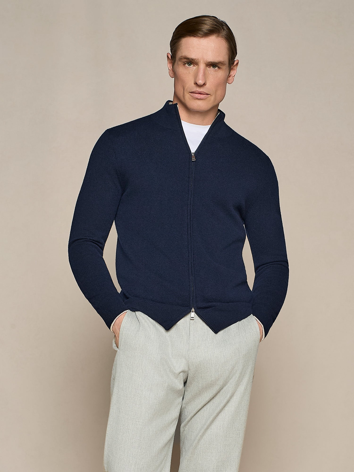 MAGLIA FULL ZIP BLU
