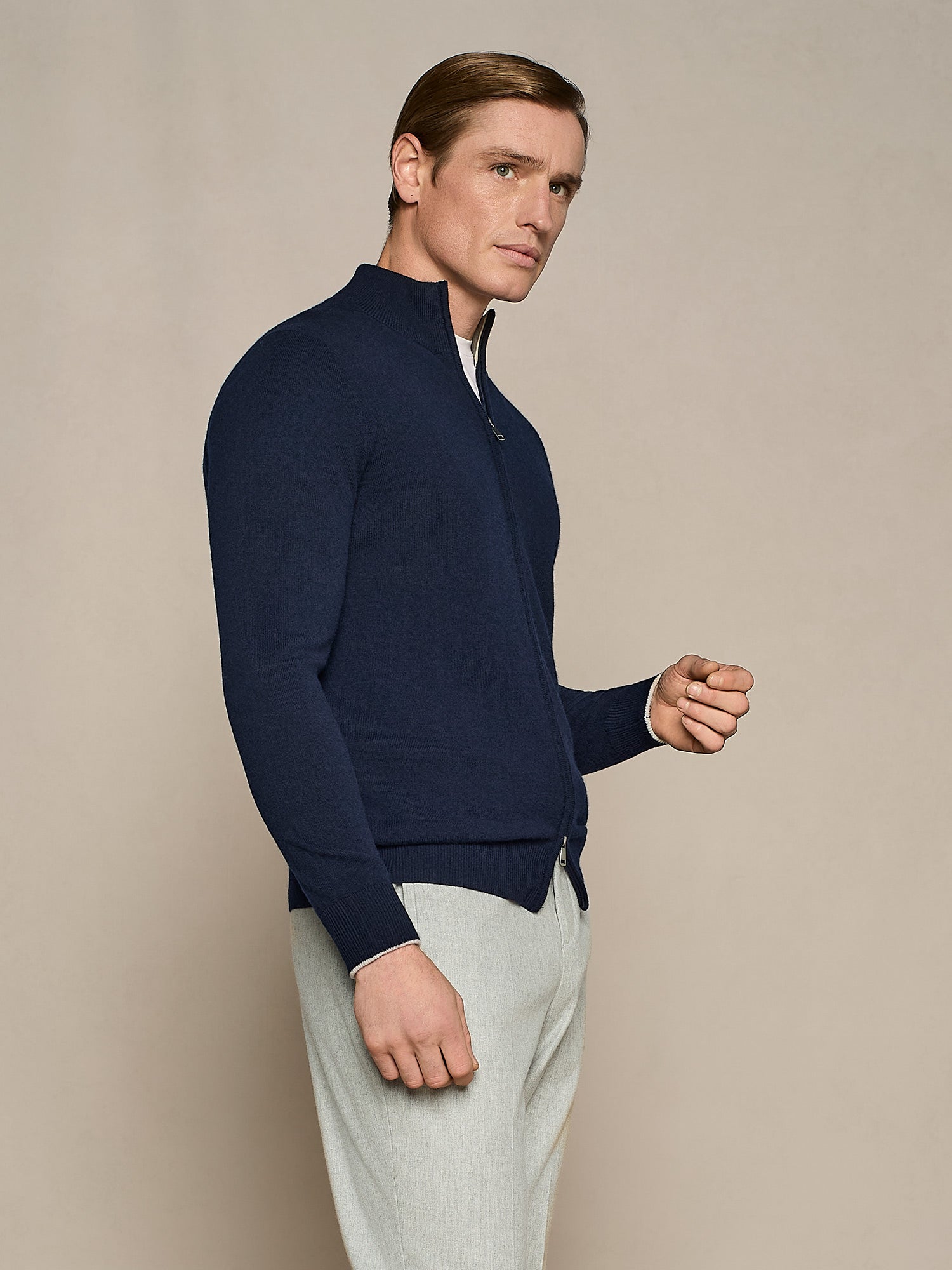 MAGLIA FULL ZIP BLU