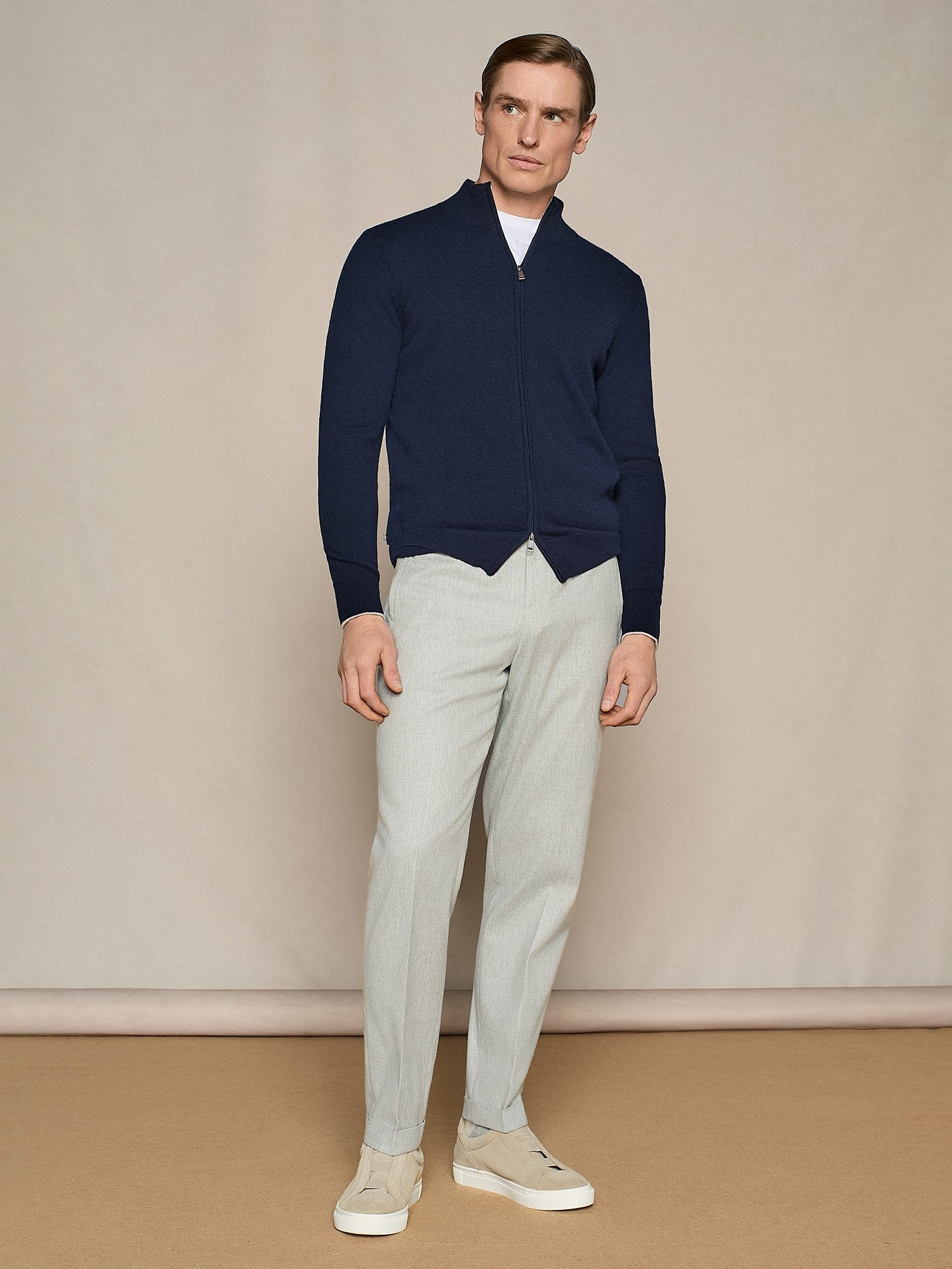 MAGLIA FULL ZIP BLU
