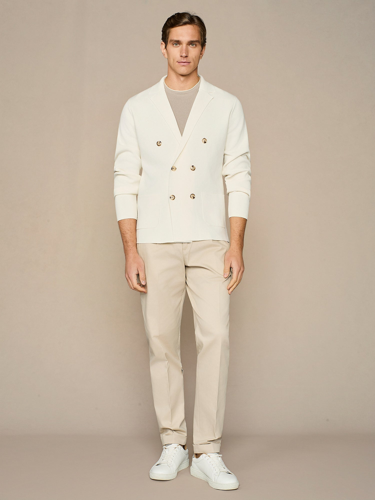 OFF-WHITE DOUBLE BREASTED KNITTED JACKET