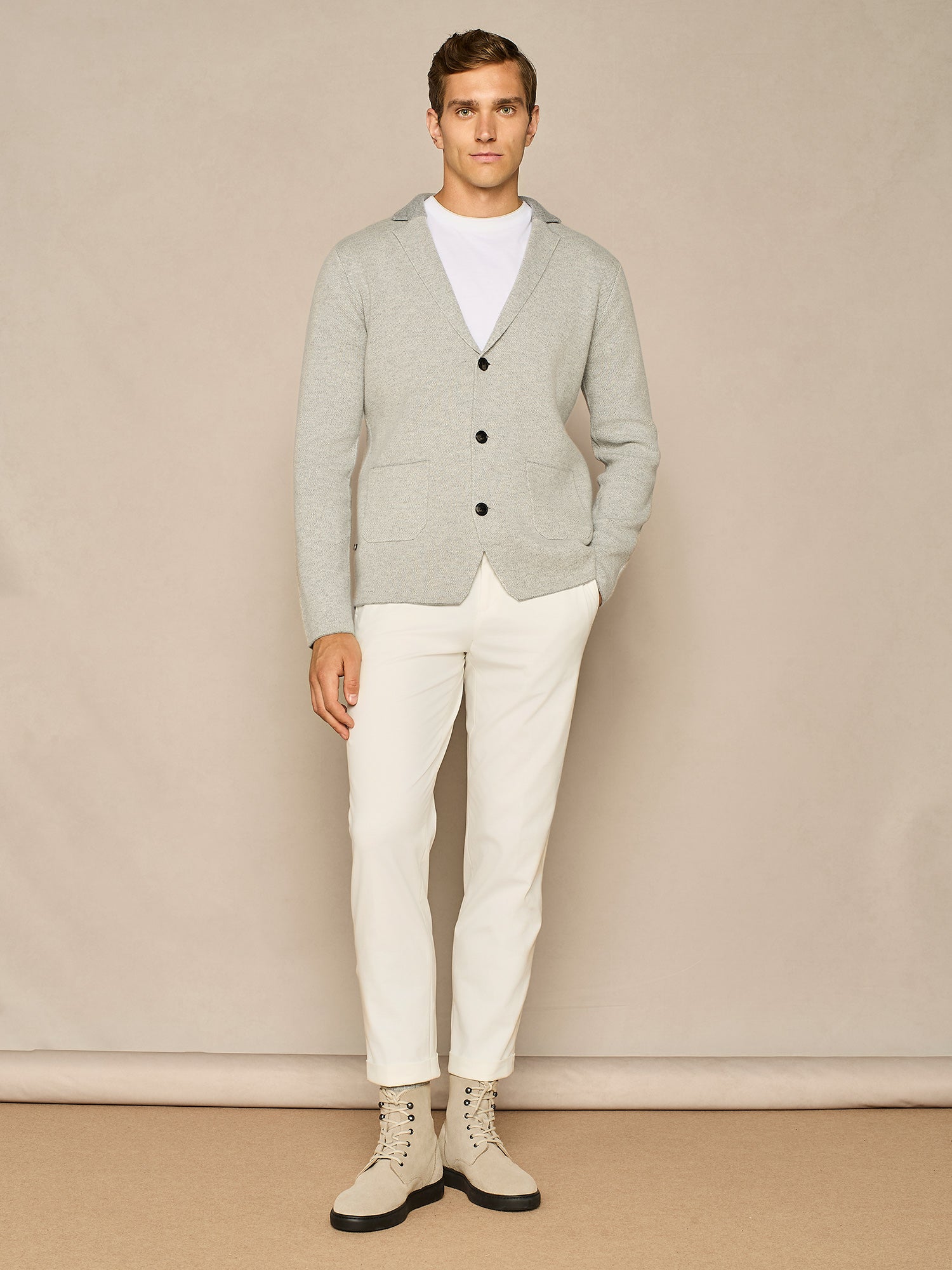 GIACCA PIQUET BICOLORE GRIGIO MELANGE