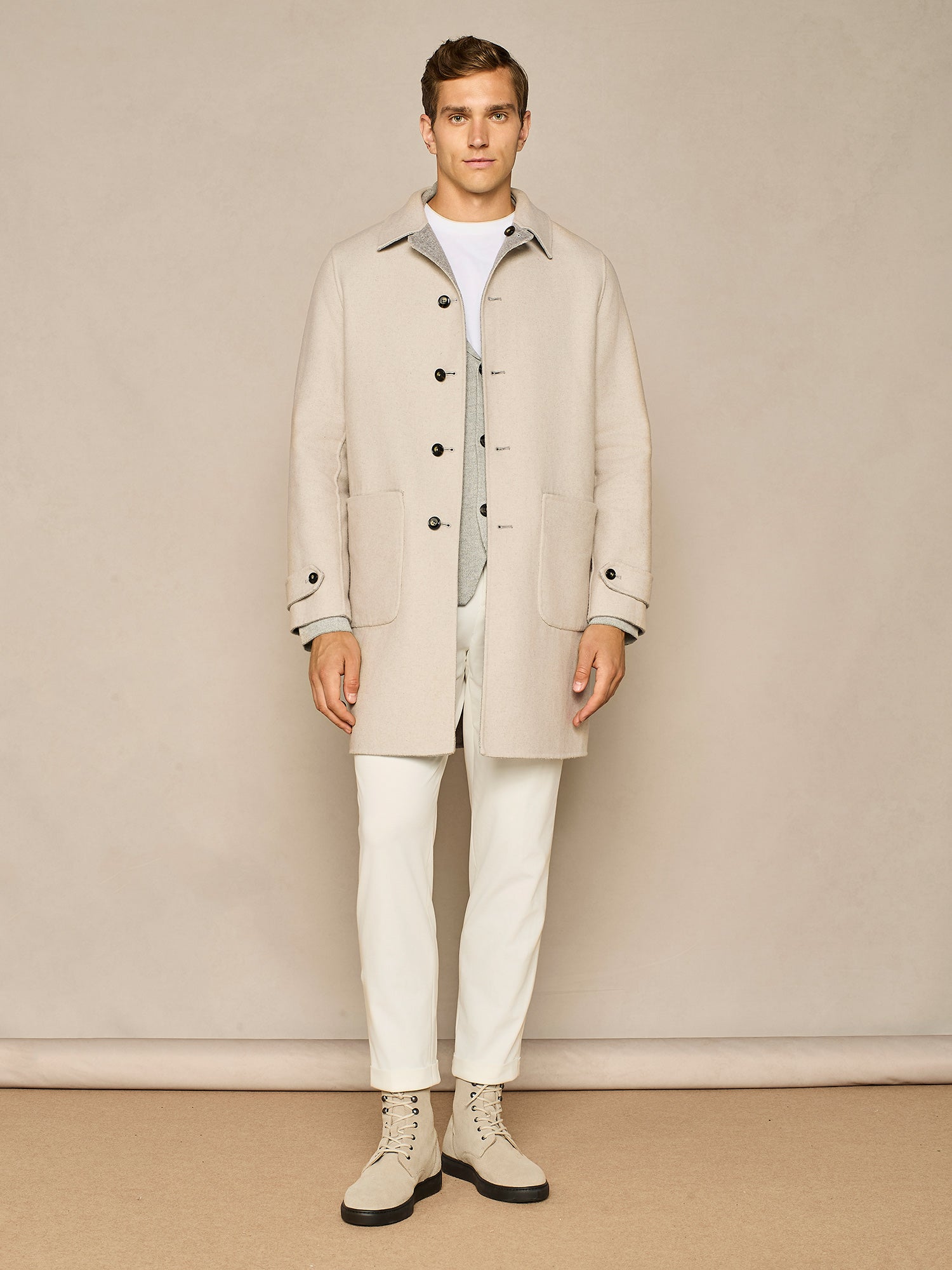 GIACCA PIQUET BICOLORE GRIGIO MELANGE