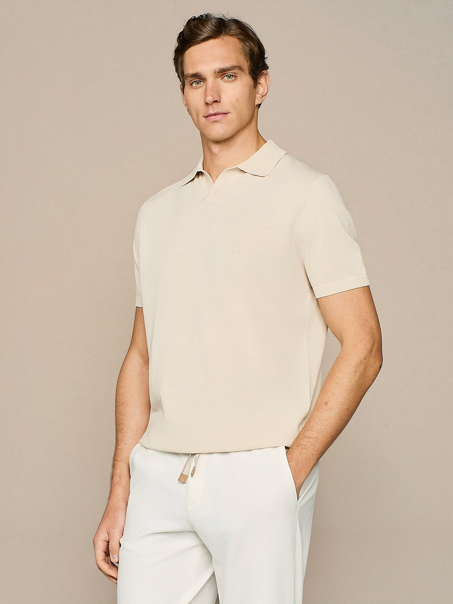 POLO CREPE IN MAGLIA BURRO
