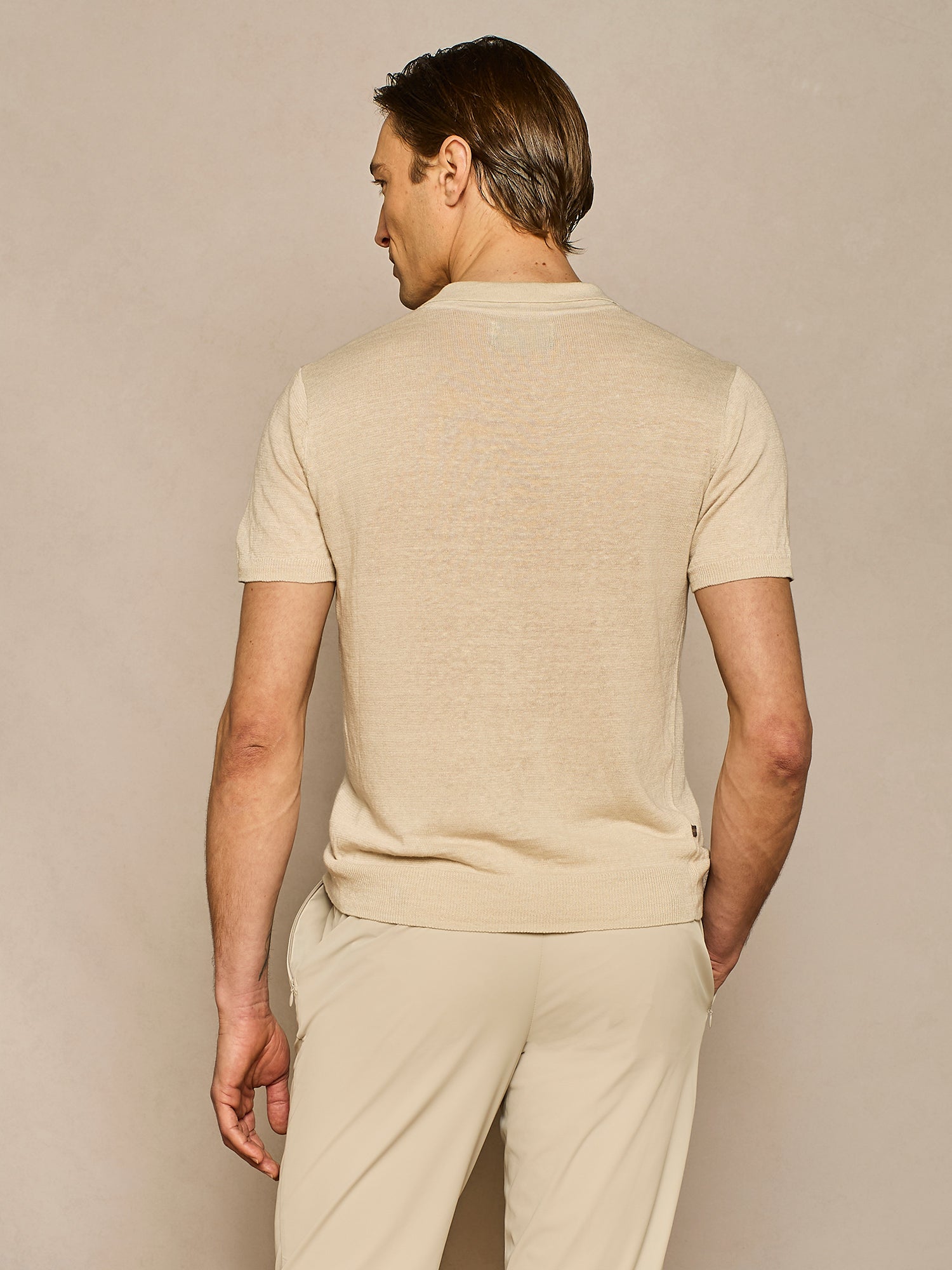 POLO DI LINO IN MAGLIA BURRO