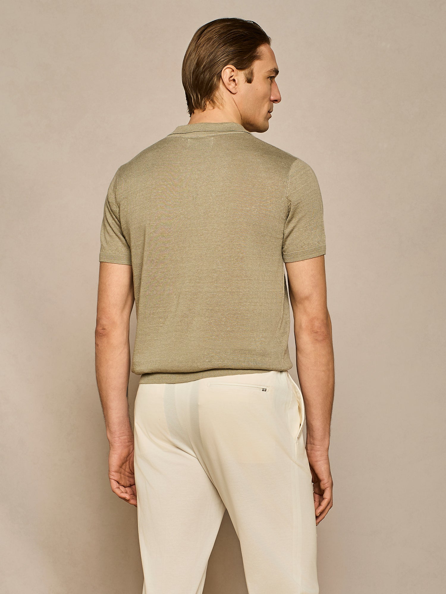 POLO DI LINO IN MAGLIA SAGE