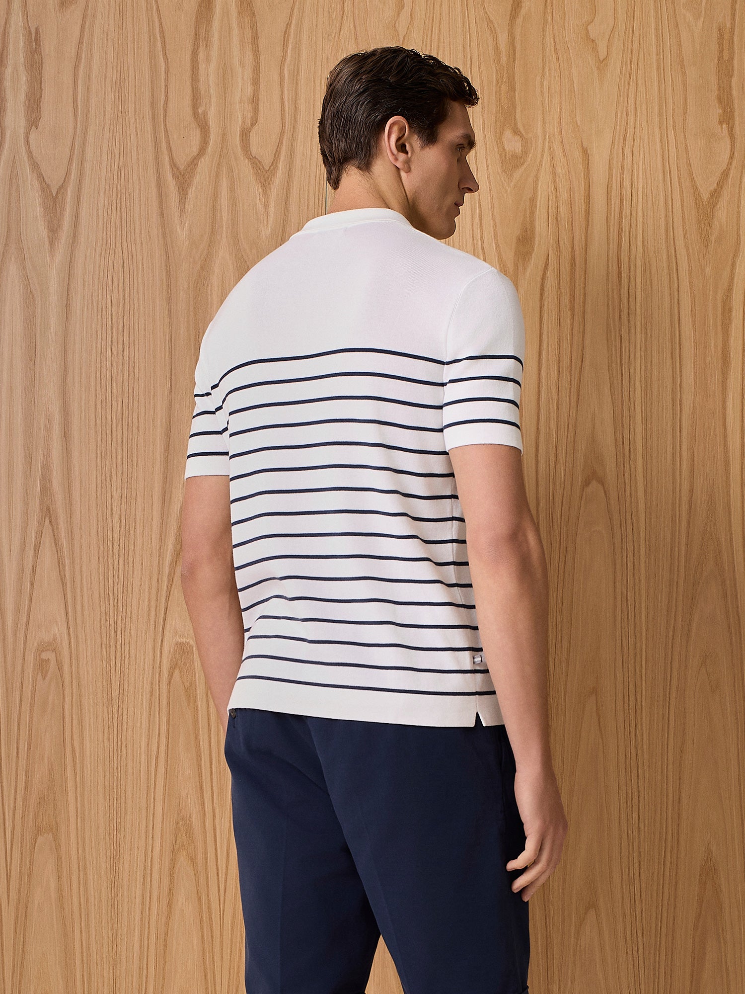 Off-white striped knitted polo