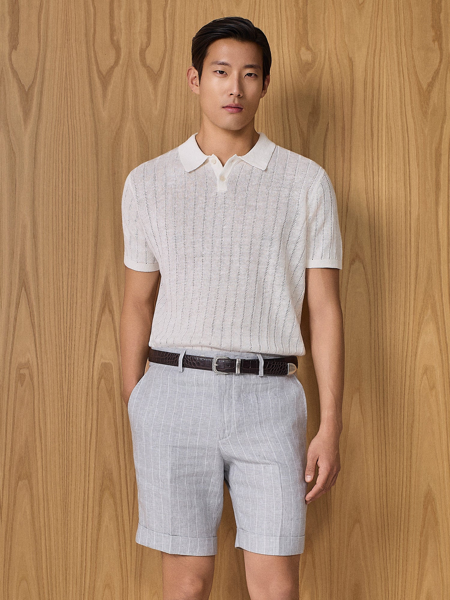Off-white pointelle knitted polo