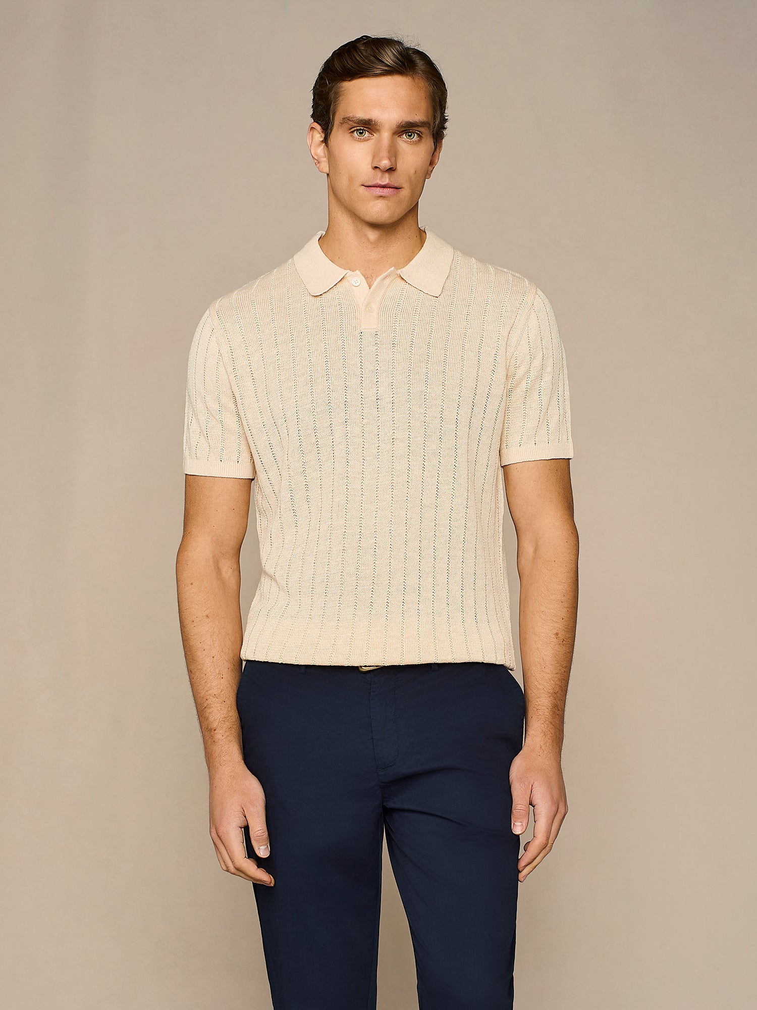 APRICOT POINTELLE KNITTED POLO