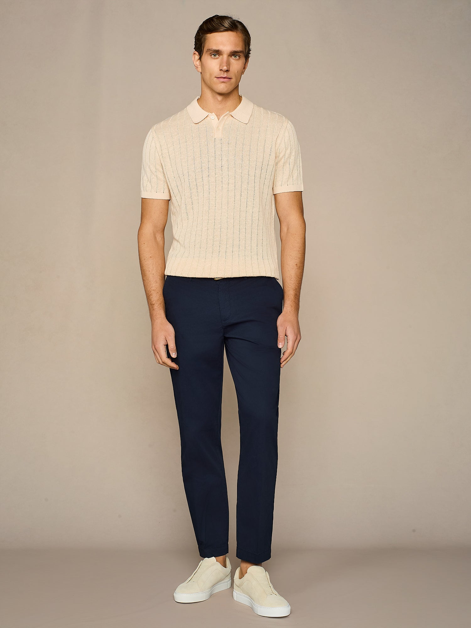 APRICOT POINTELLE KNITTED POLO