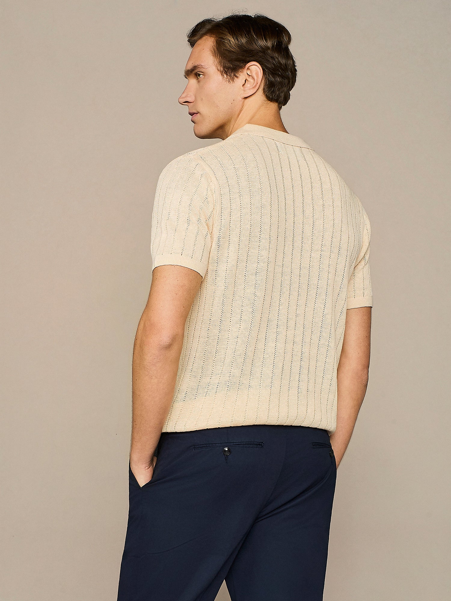 APRICOT POINTELLE KNITTED POLO