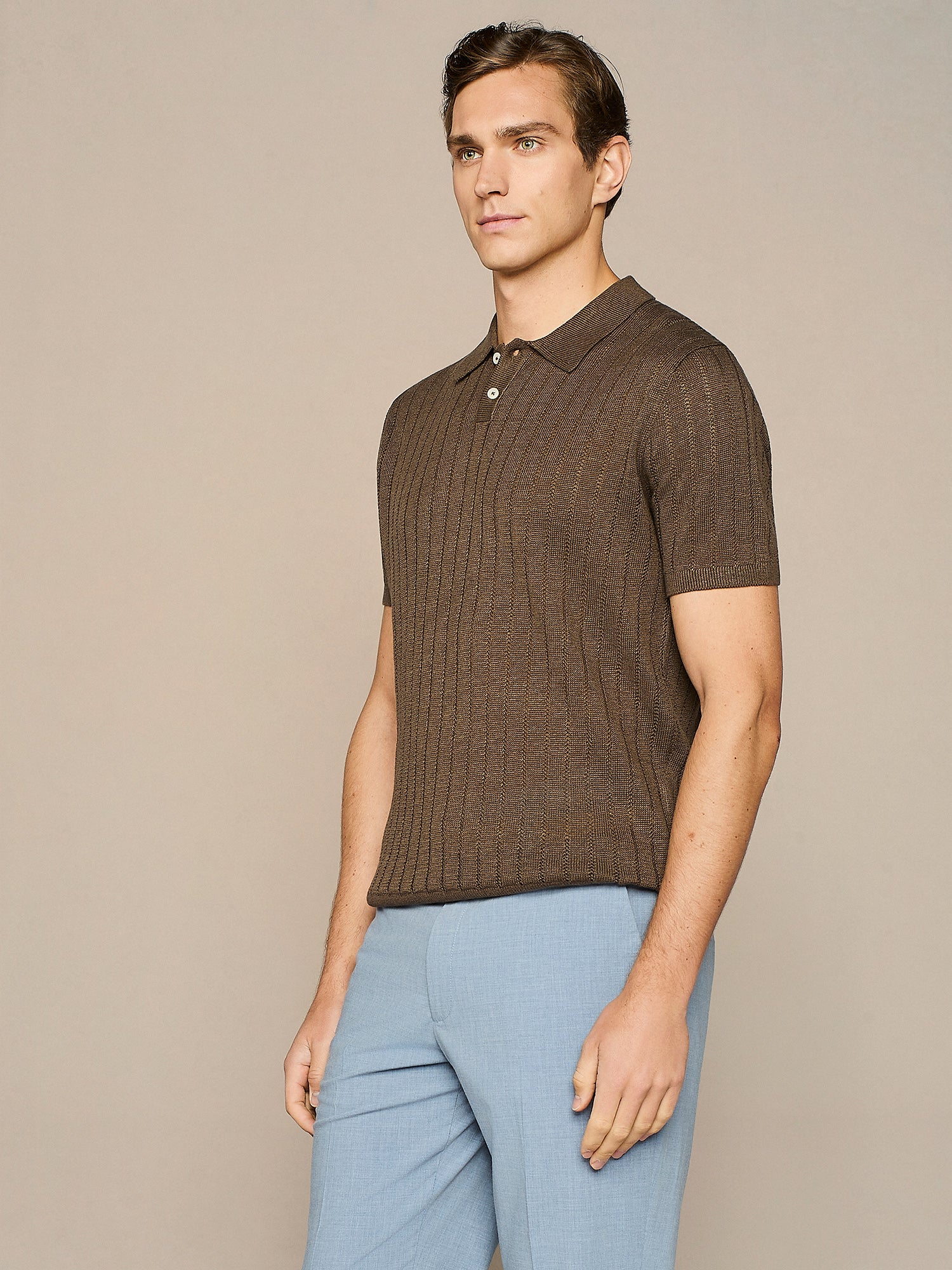 COCOA POINTELLE KNITTED POLO