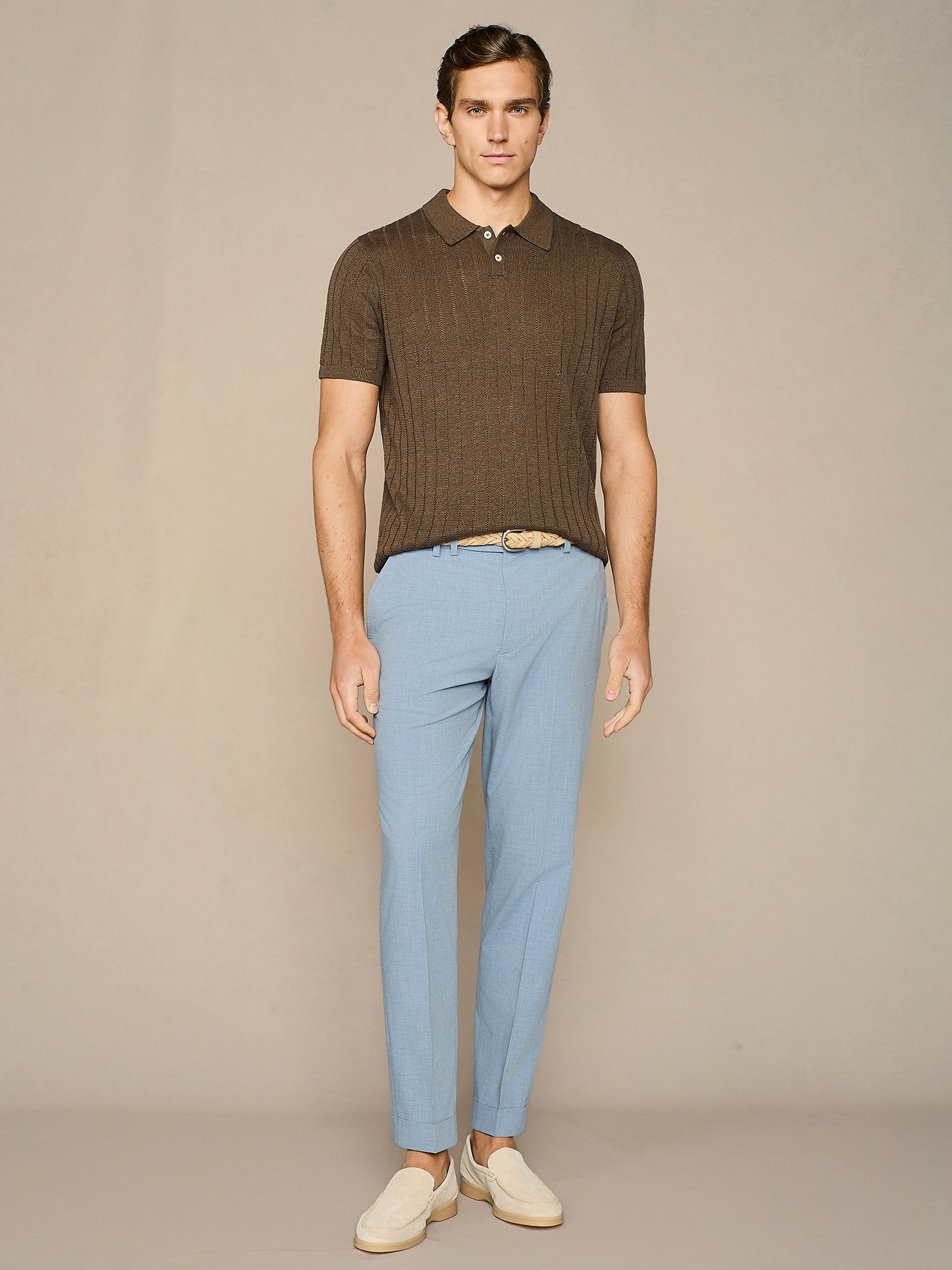 COCOA POINTELLE KNITTED POLO