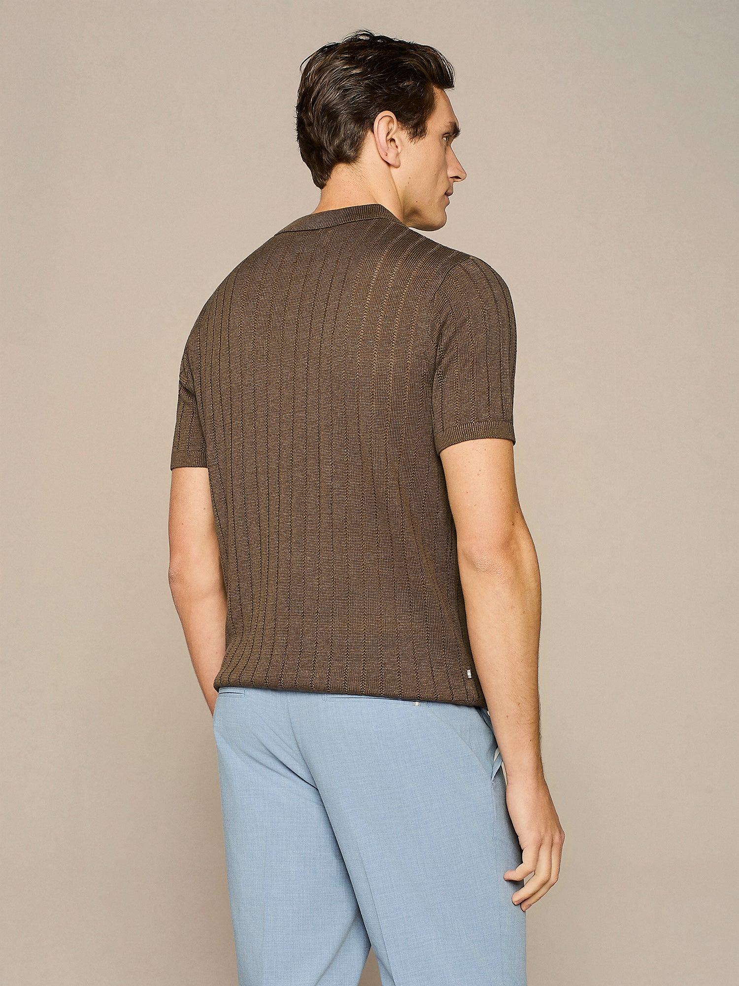 COCOA POINTELLE KNITTED POLO
