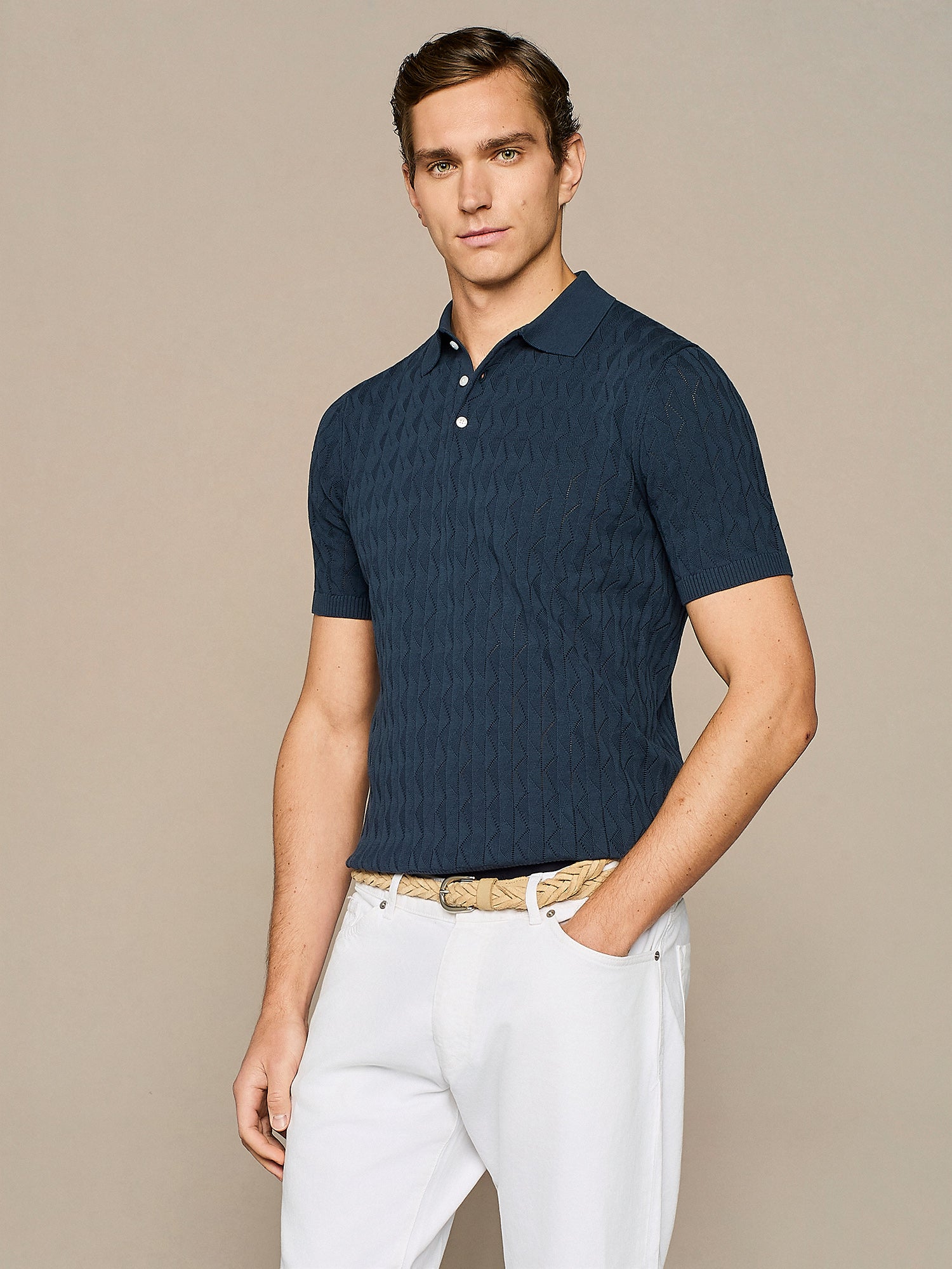 BLUE WAKE KNITTED POLO 