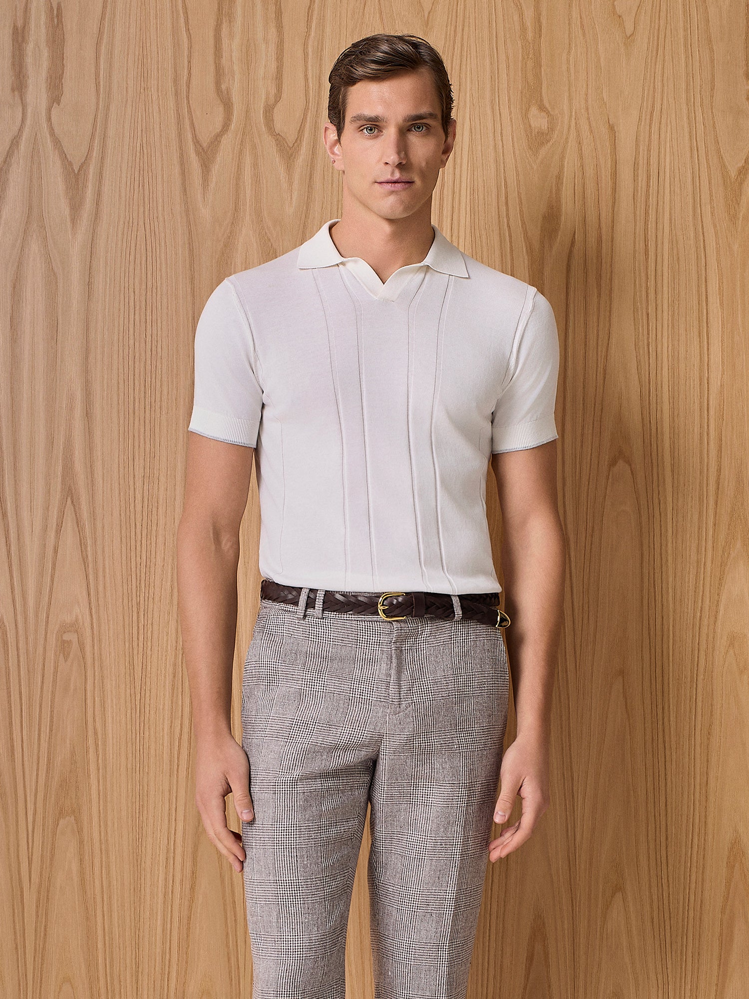 Polo in maglia costa piatta bianco