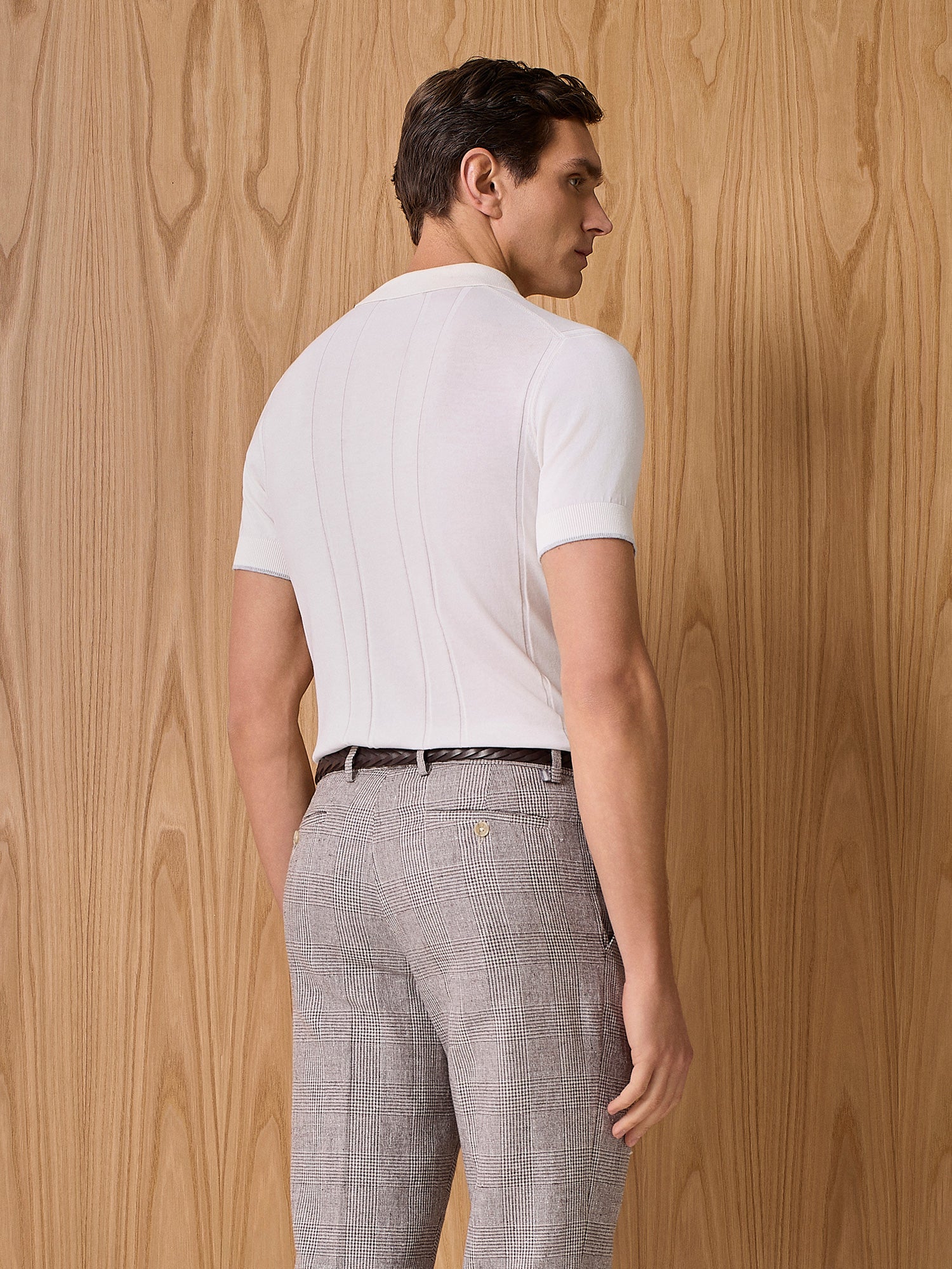 Polo in maglia costa piatta bianco