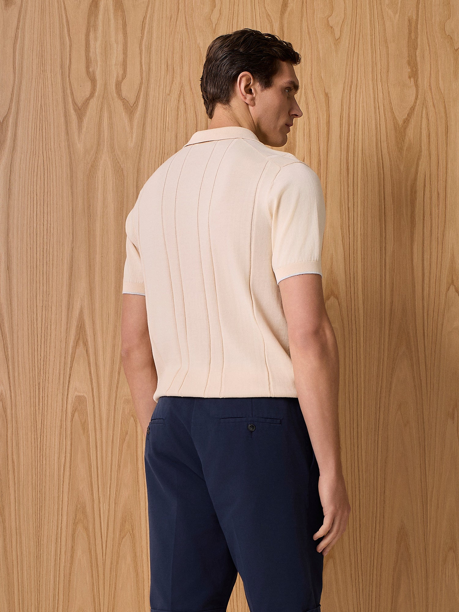 Polo in maglia costa piatta apricot