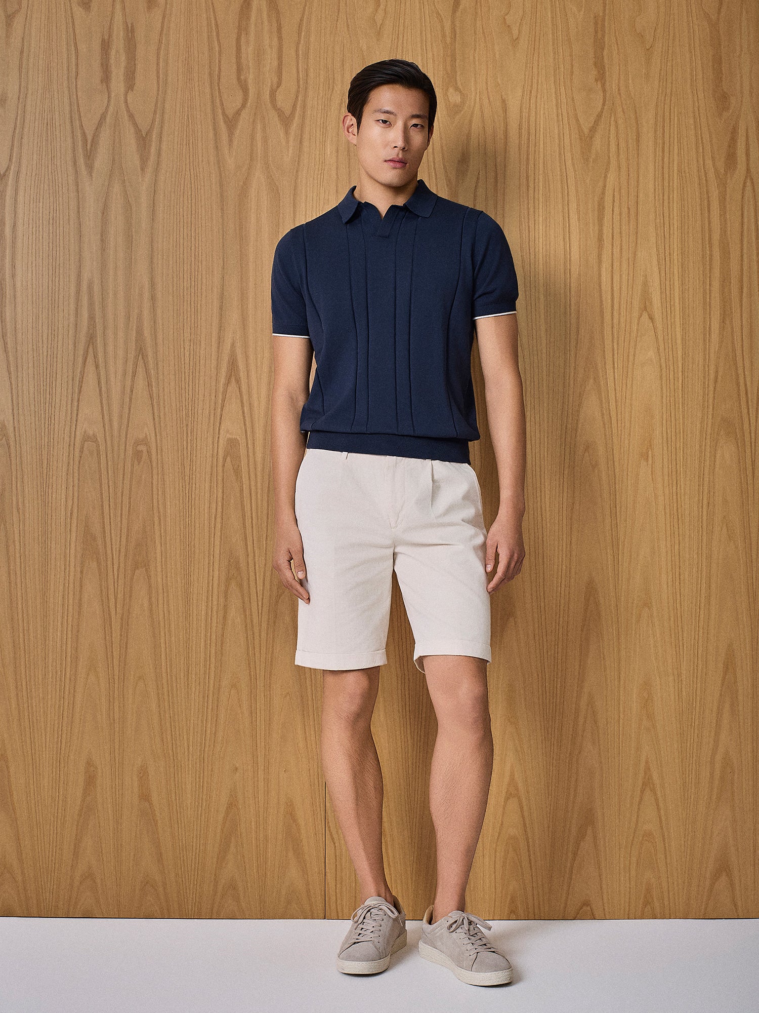 Polo in maglia costa piatta navy