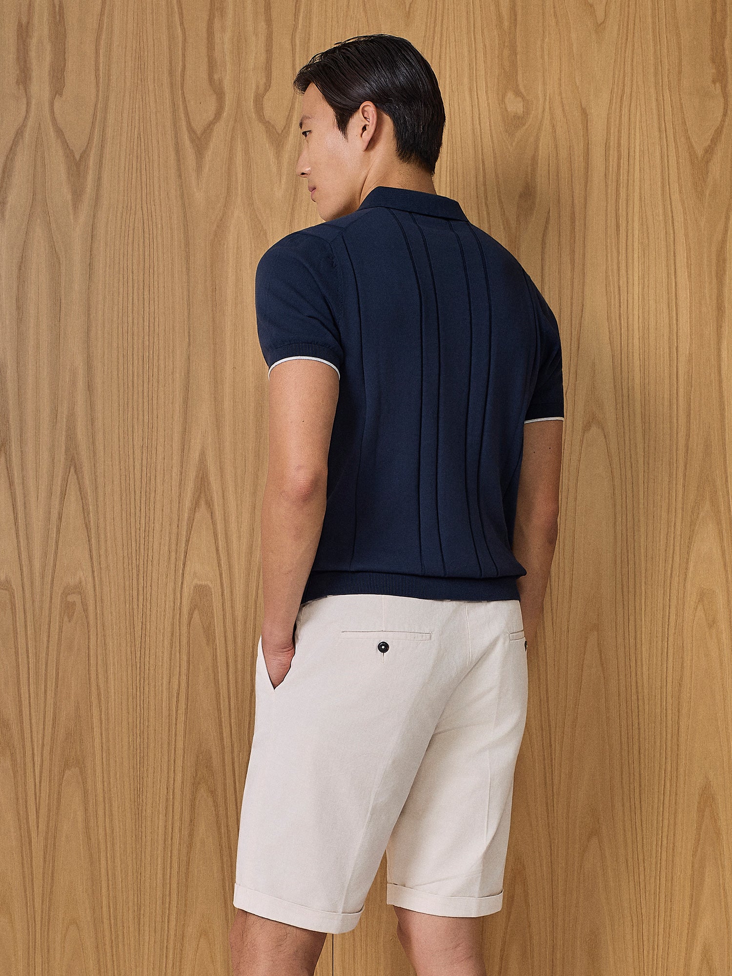 Polo in maglia costa piatta navy