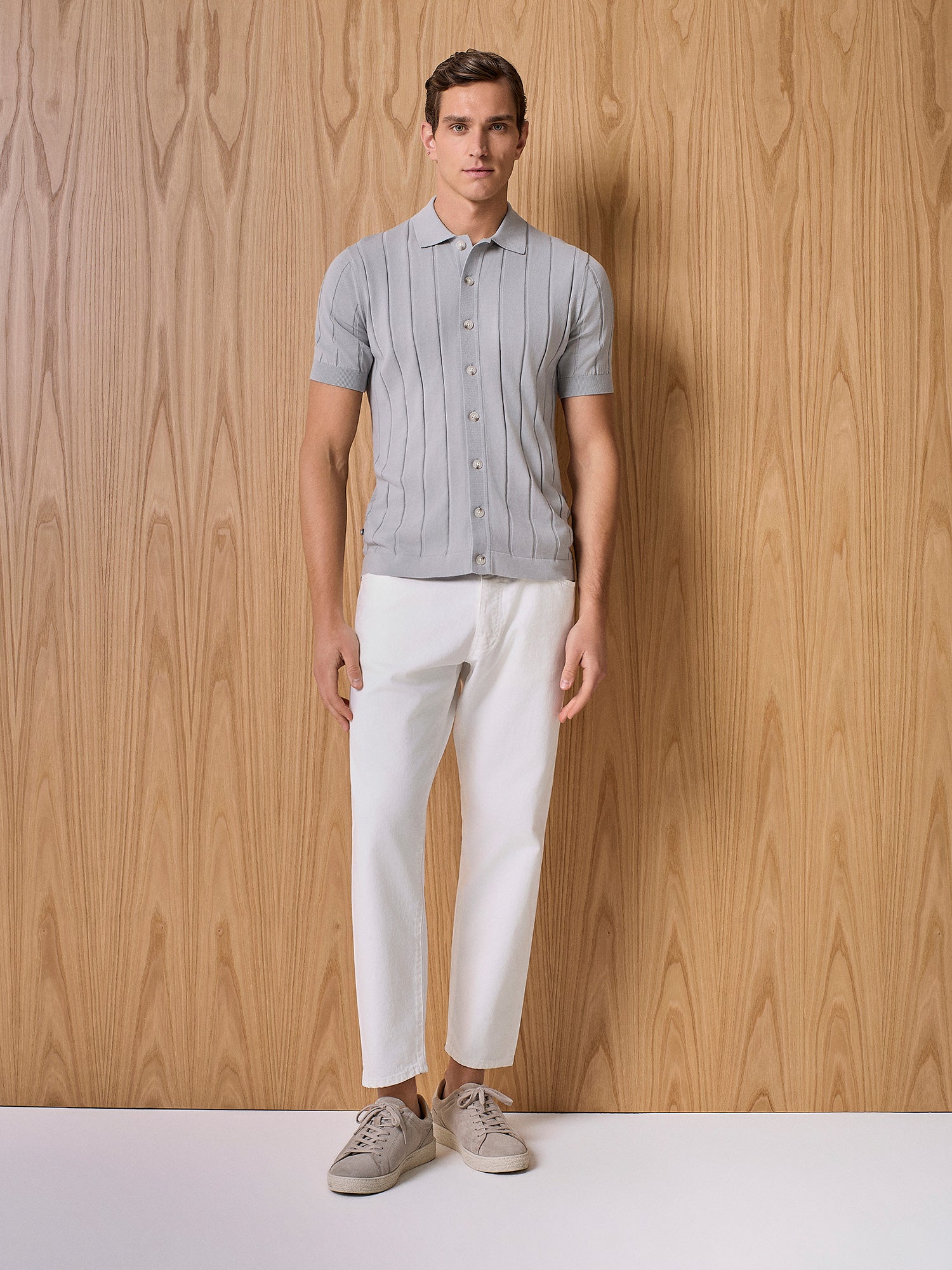 Polo camicia in maglia costa piatta cloud