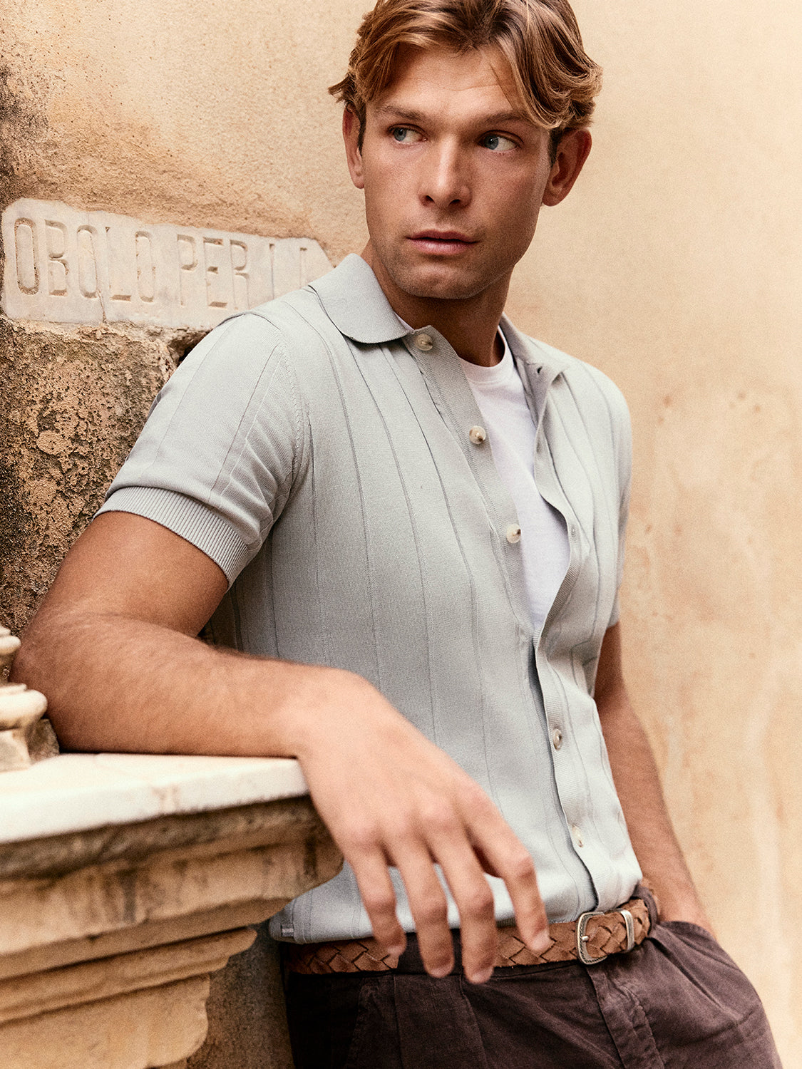Polo camicia in maglia costa piatta cloud