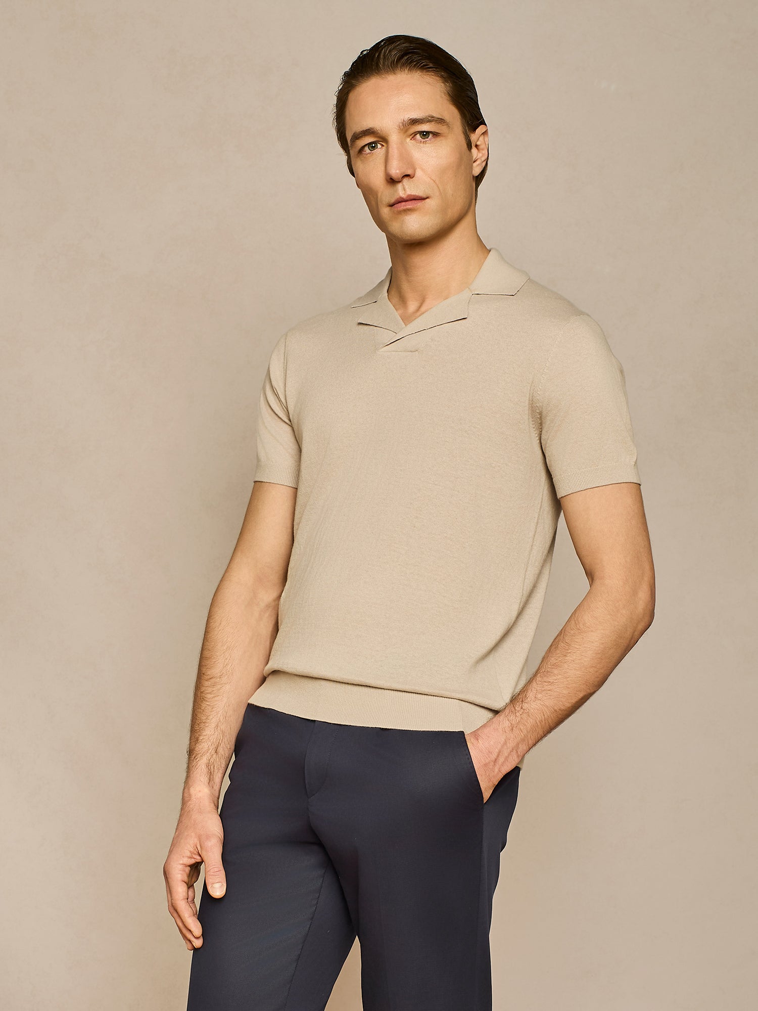 POLO IN MAGLIA COLLO BOWLING BURRO