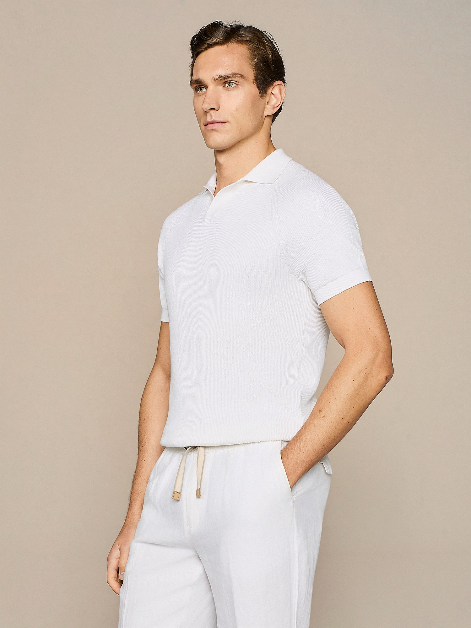 POLO IN MAGLIA COSTA INGLESE BIANCO