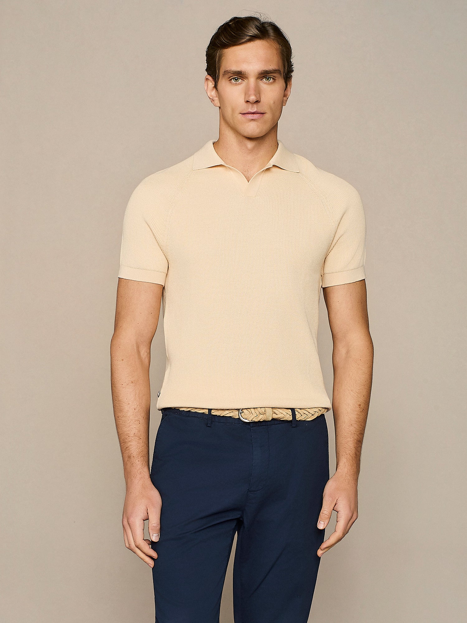 POLO IN MAGLIA COSTA INGLESE APRICOT