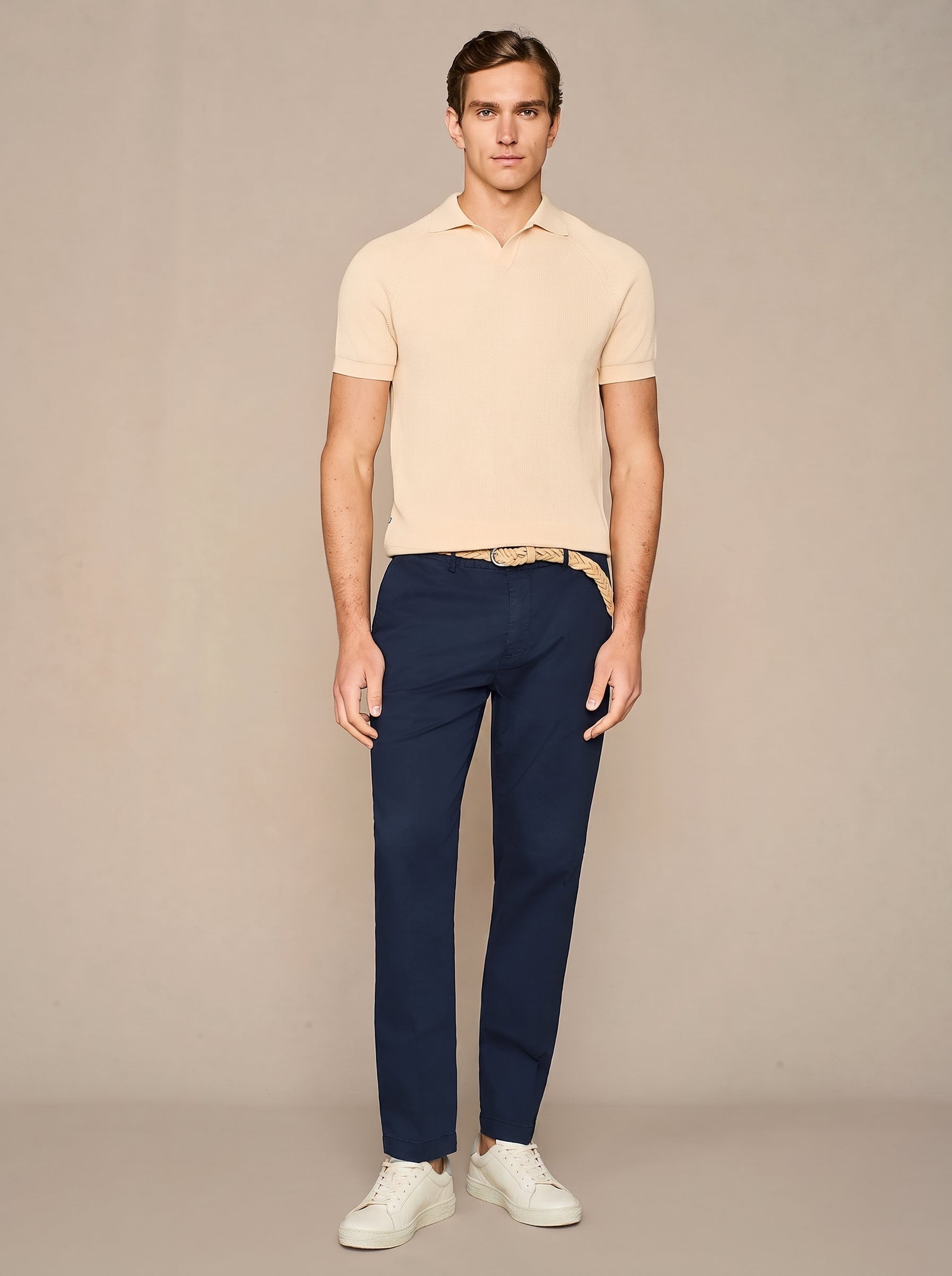 Polo in maglia costa inglese apricot