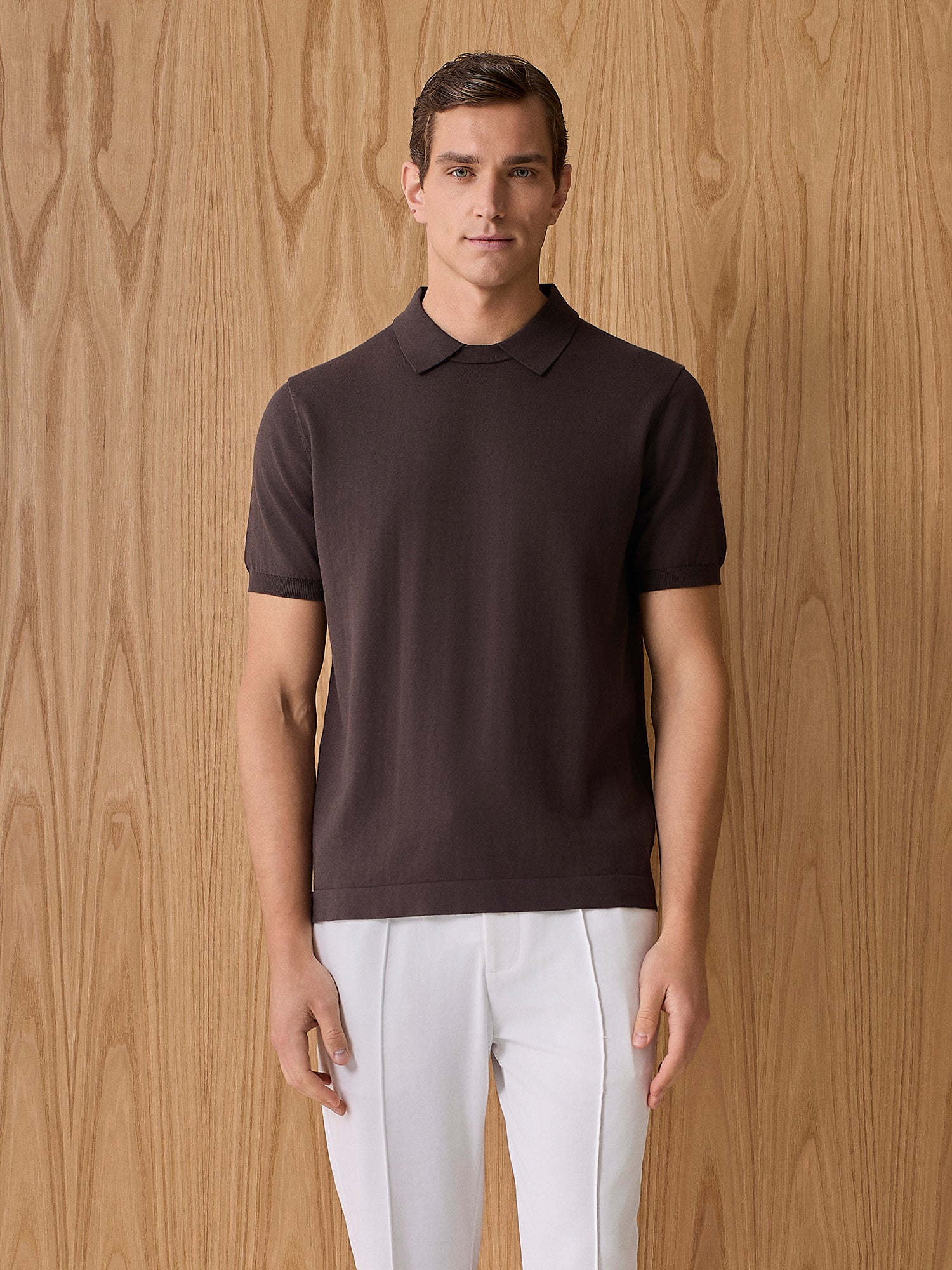 Polo girocollo in maglia moro