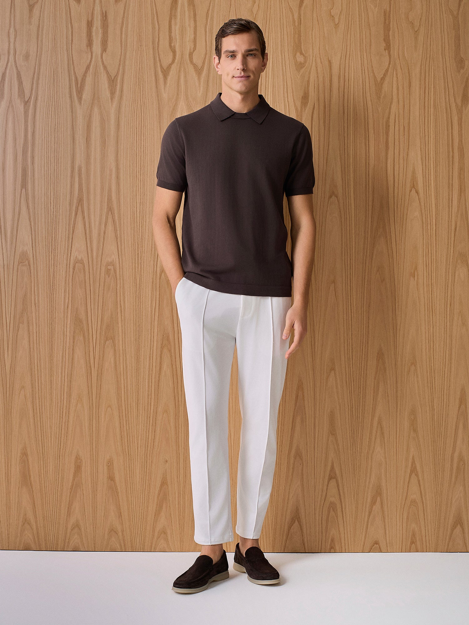 Polo girocollo in maglia moro