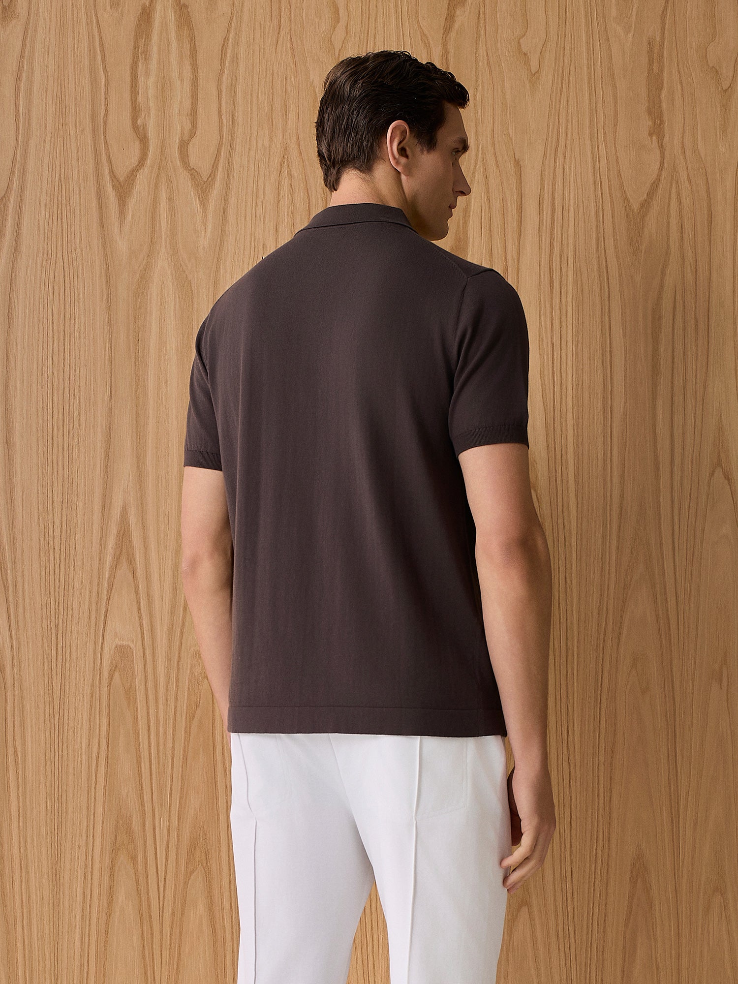 Polo girocollo in maglia moro
