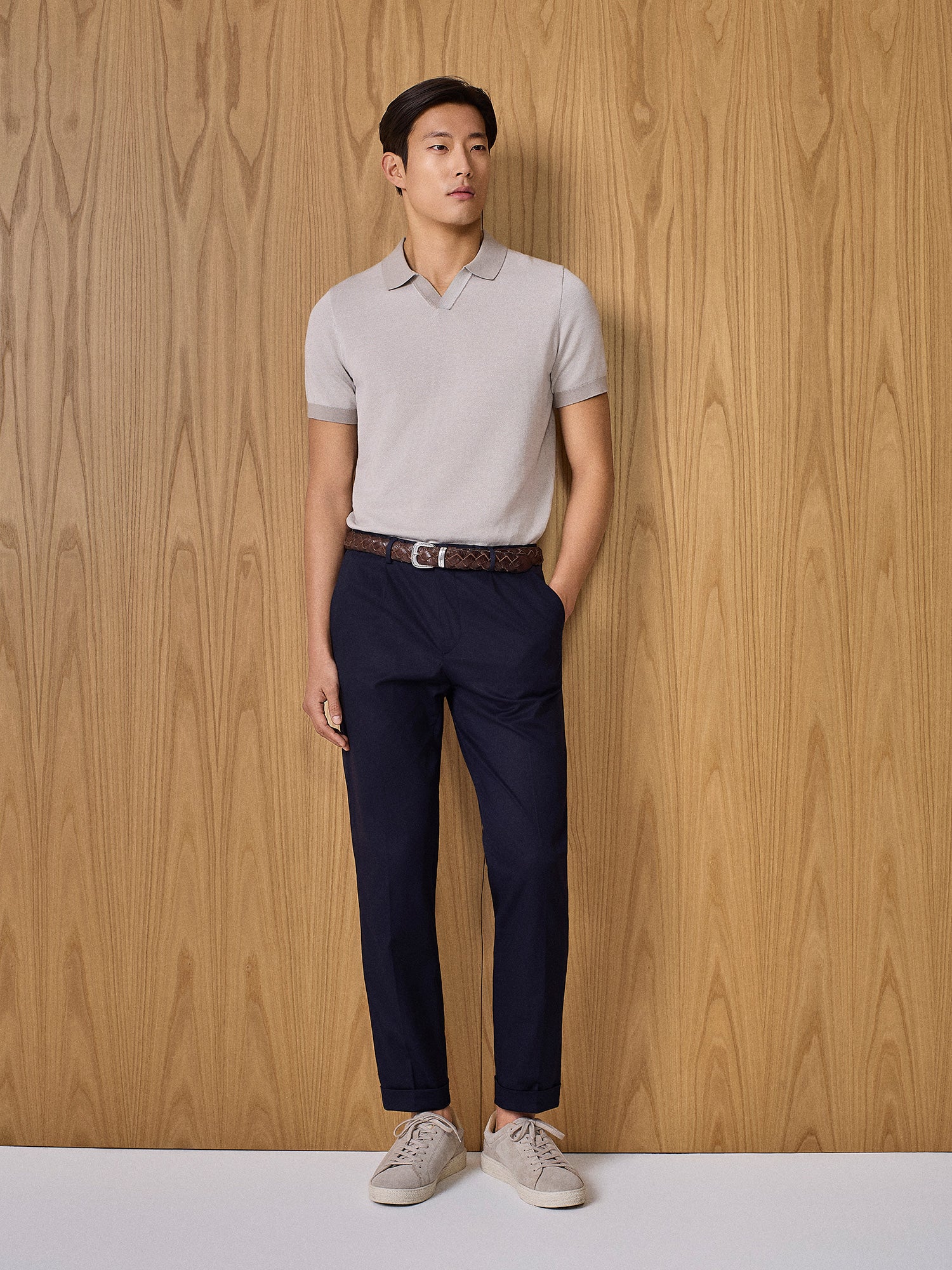 Polo in maglia piquet taupe