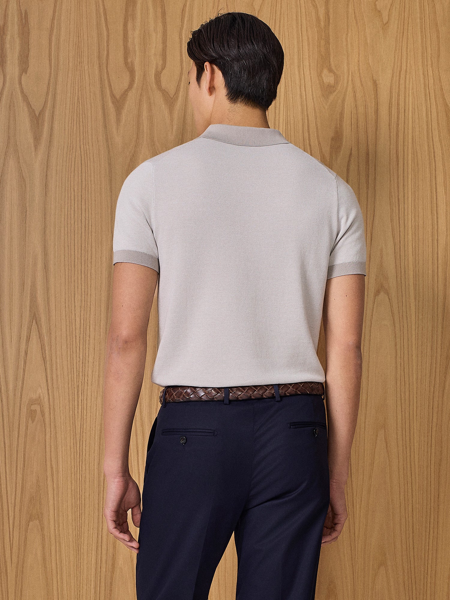 Polo in maglia piquet taupe