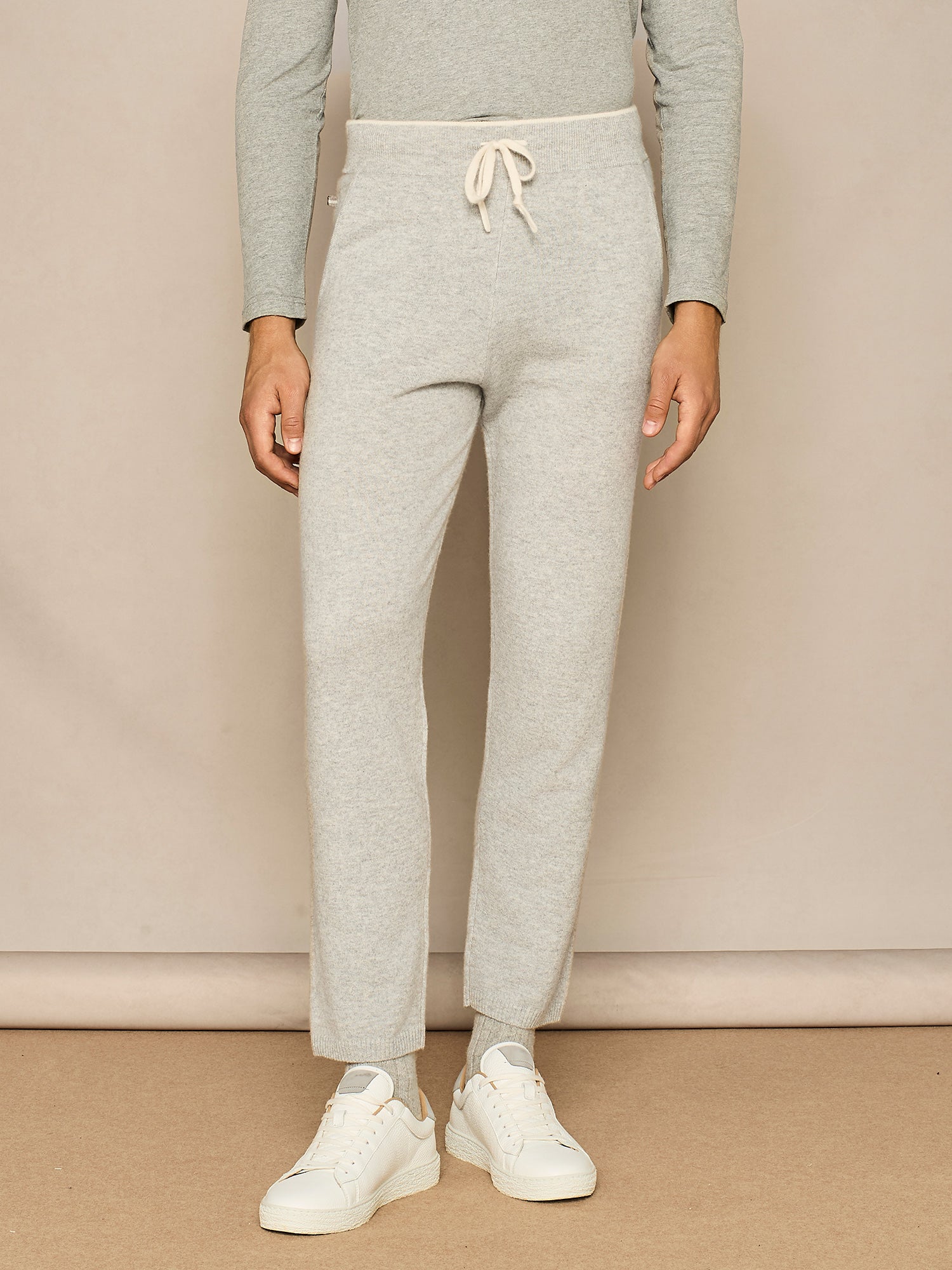 LIGHT GREY MELANGE PURE CASHMERE JOGGER