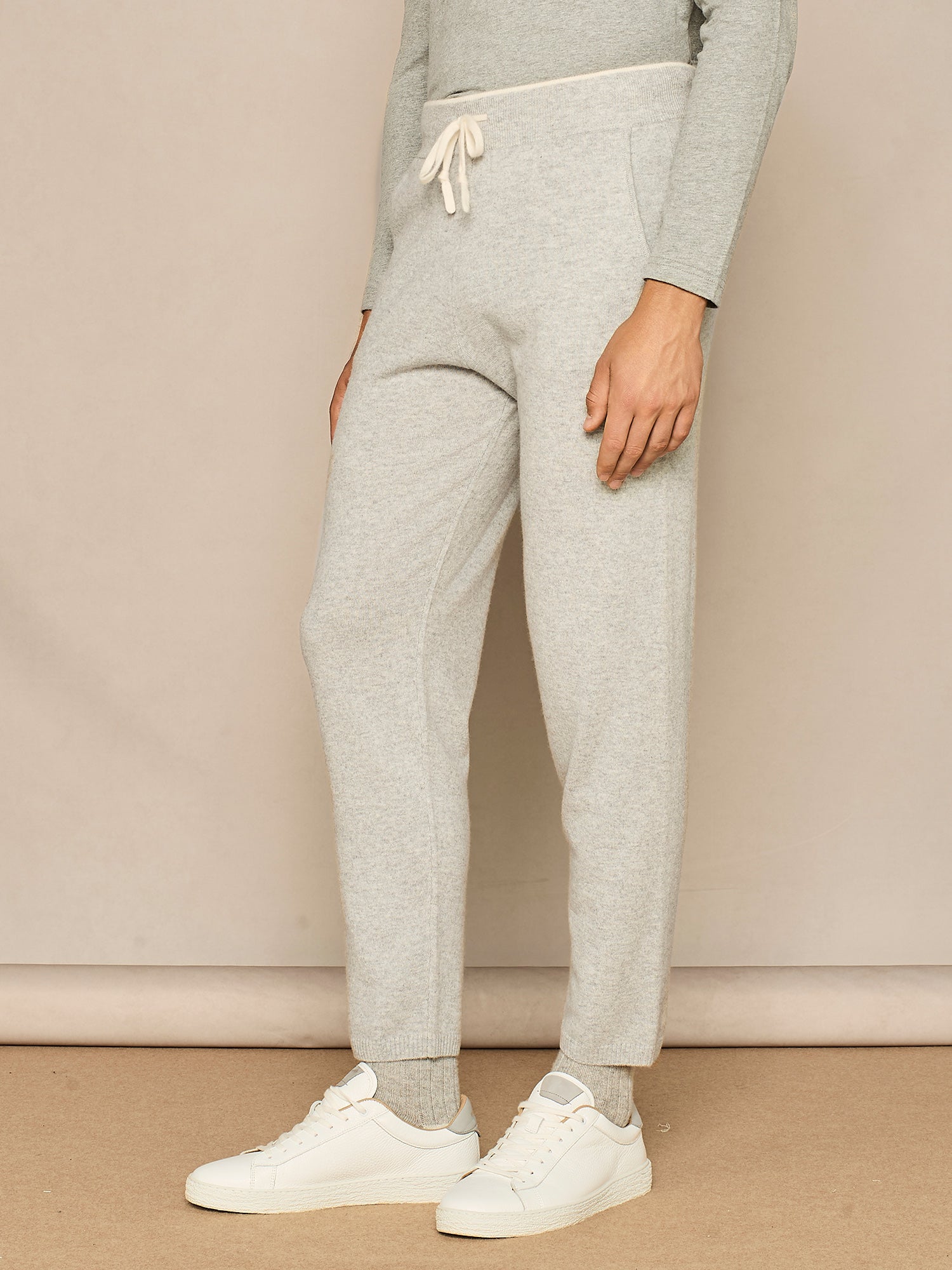 LIGHT GREY MELANGE PURE CASHMERE JOGGER