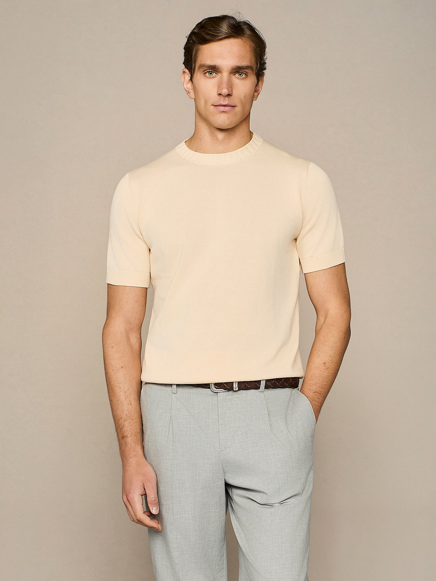 T-SHIRT IN MAGLIA APRICOT