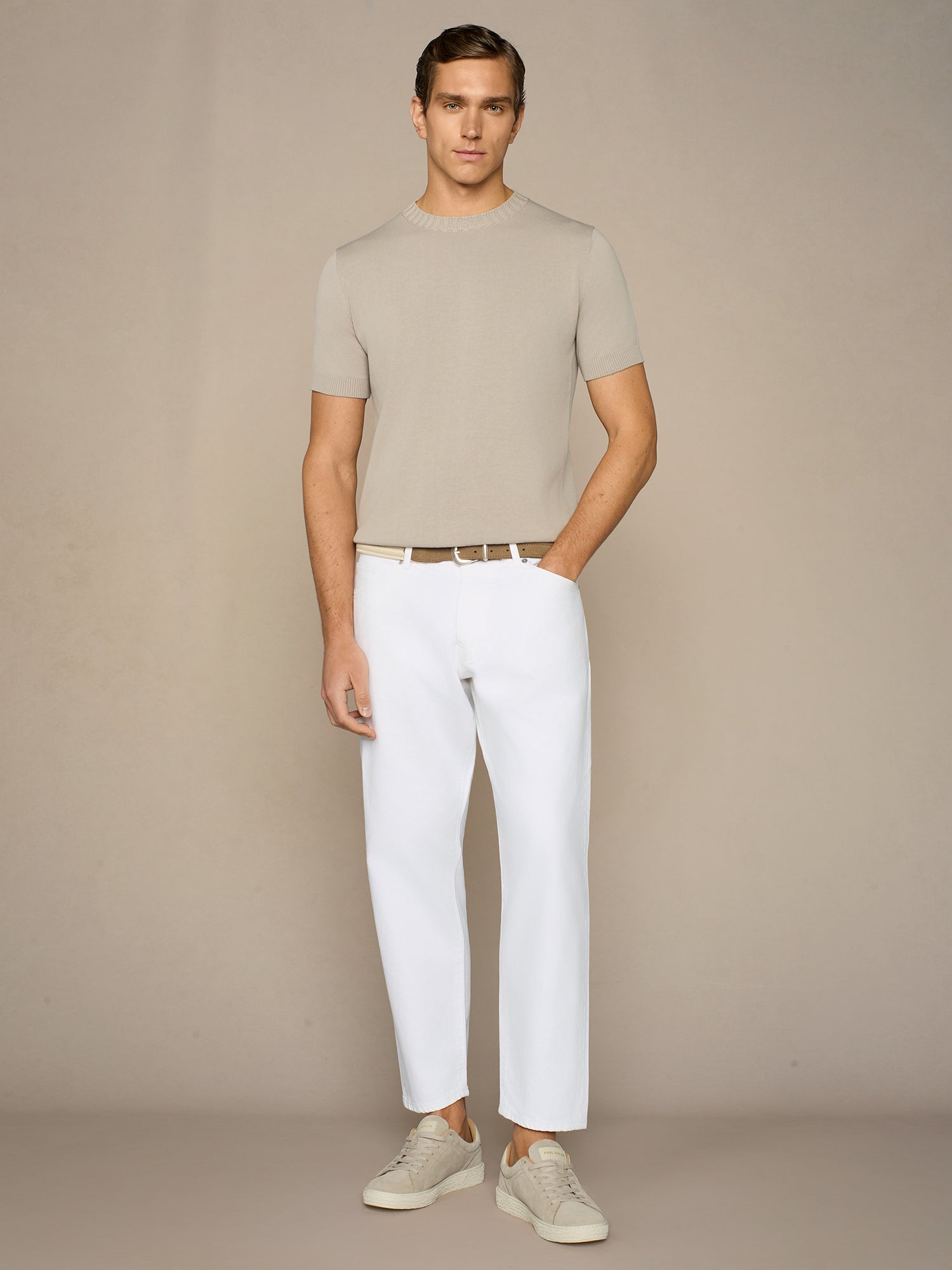 T-SHIRT IN MAGLIA TAUPE