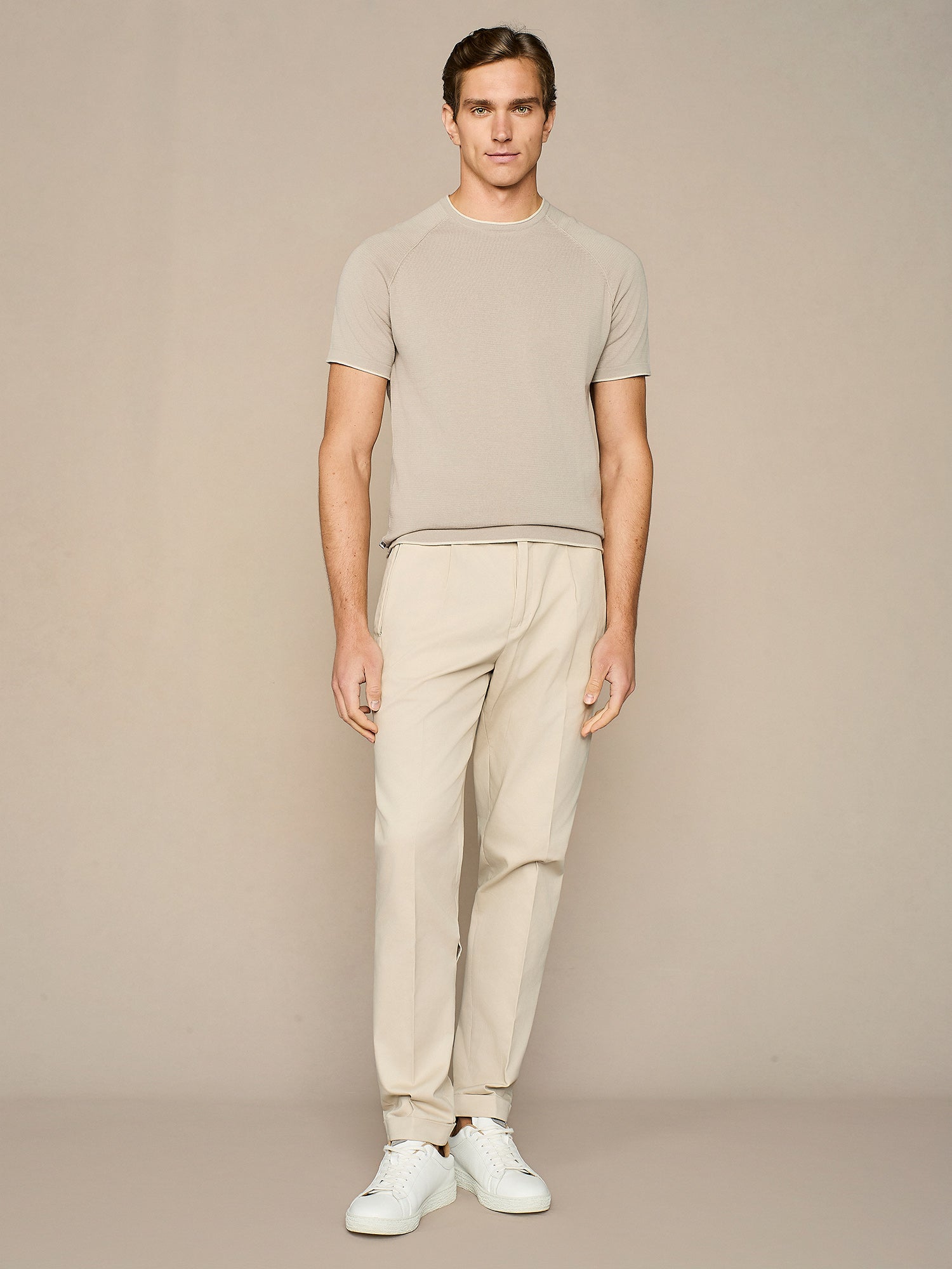 T-SHIRT ROLL-END IN MAGLIA TAUPE