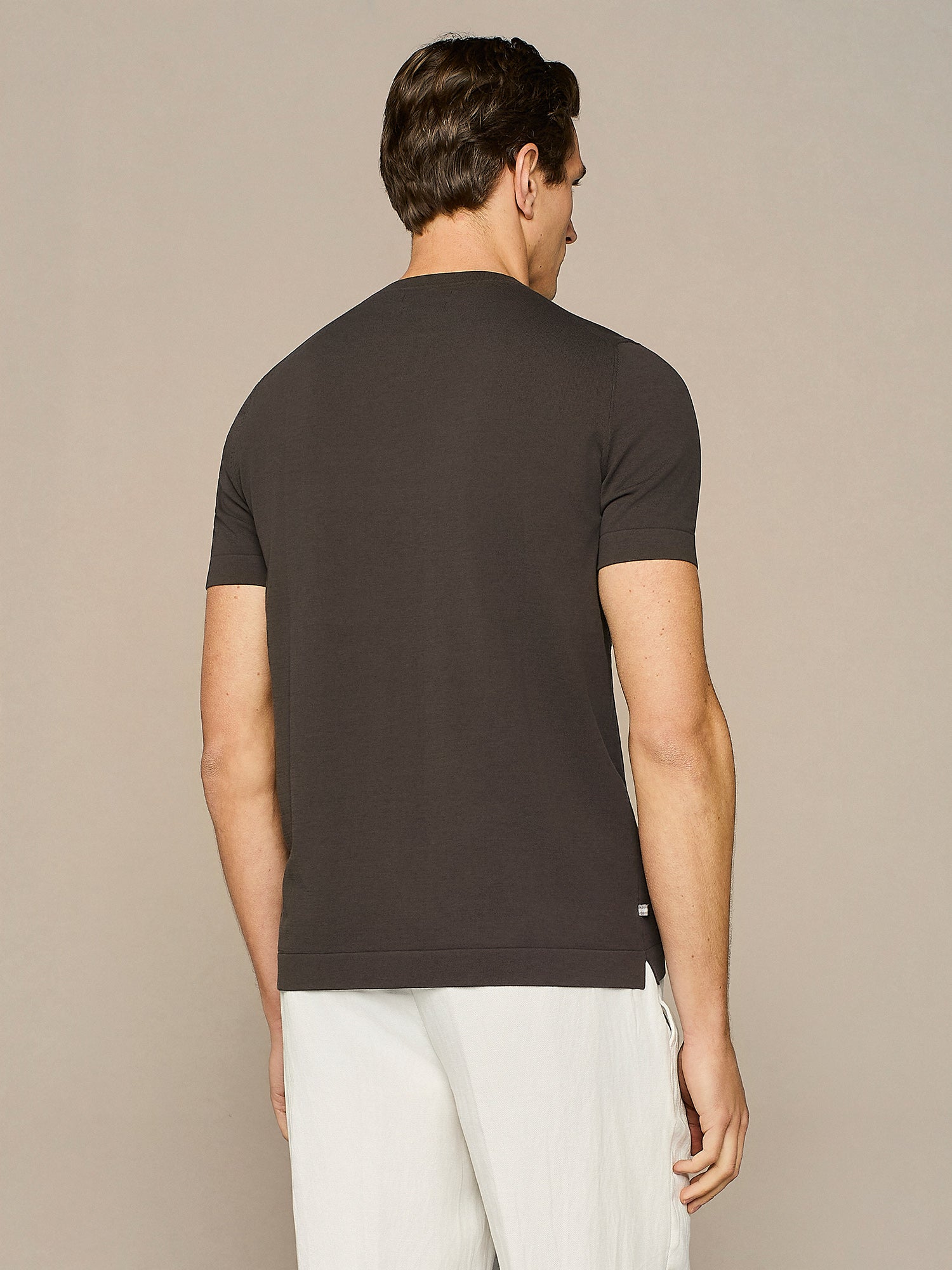 BROWN CREPE  KNITTED T-SHIRT