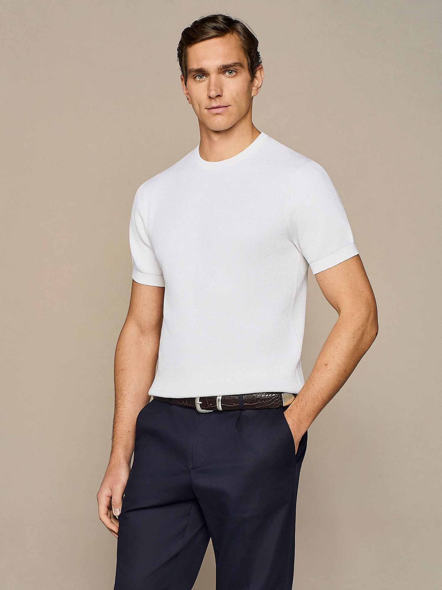 T-SHIRT IN MAGLIA COSTA INGLESE BIANCO