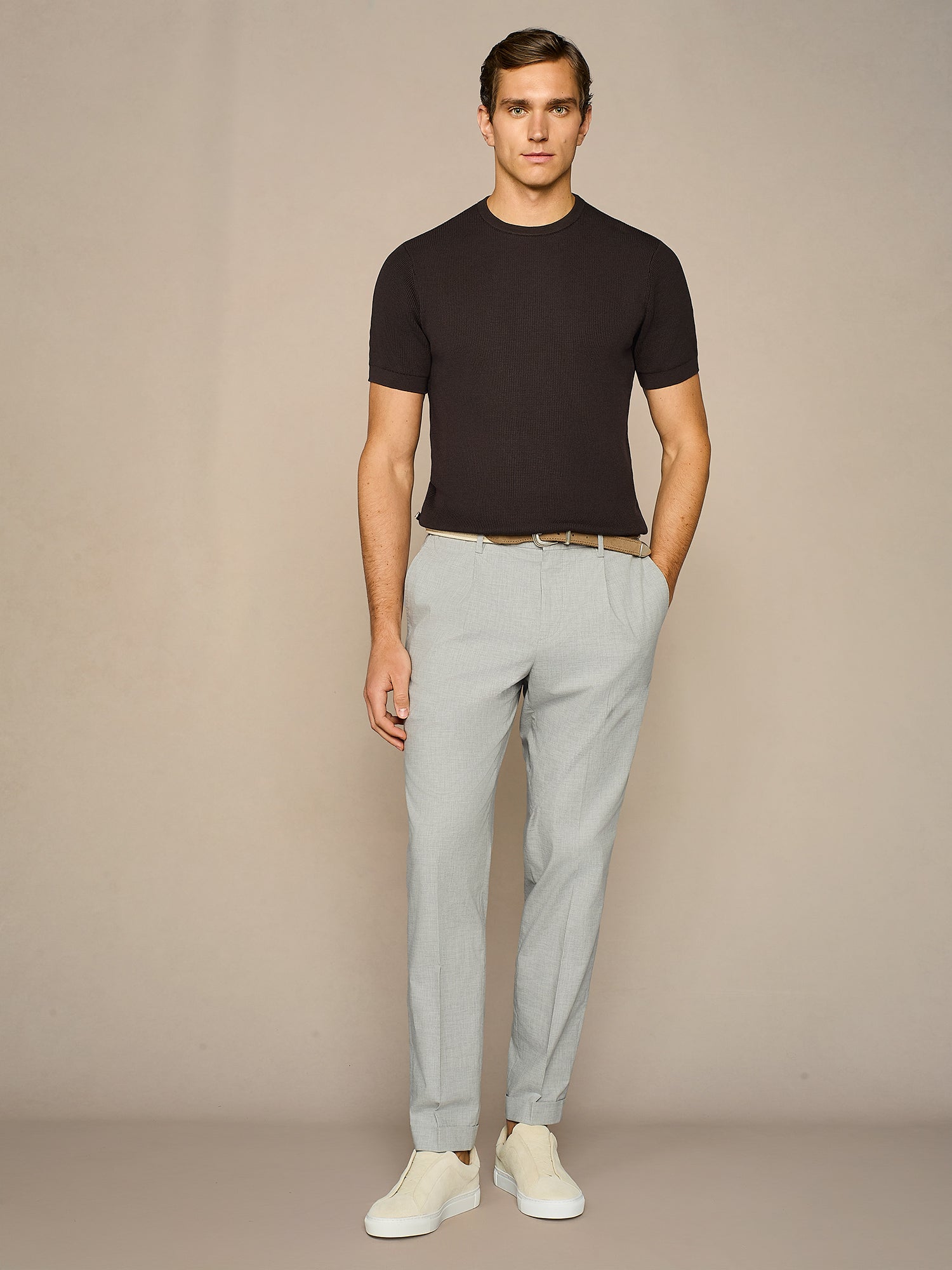 T-SHIRT IN MAGLIA COSTA INGLESE MORO