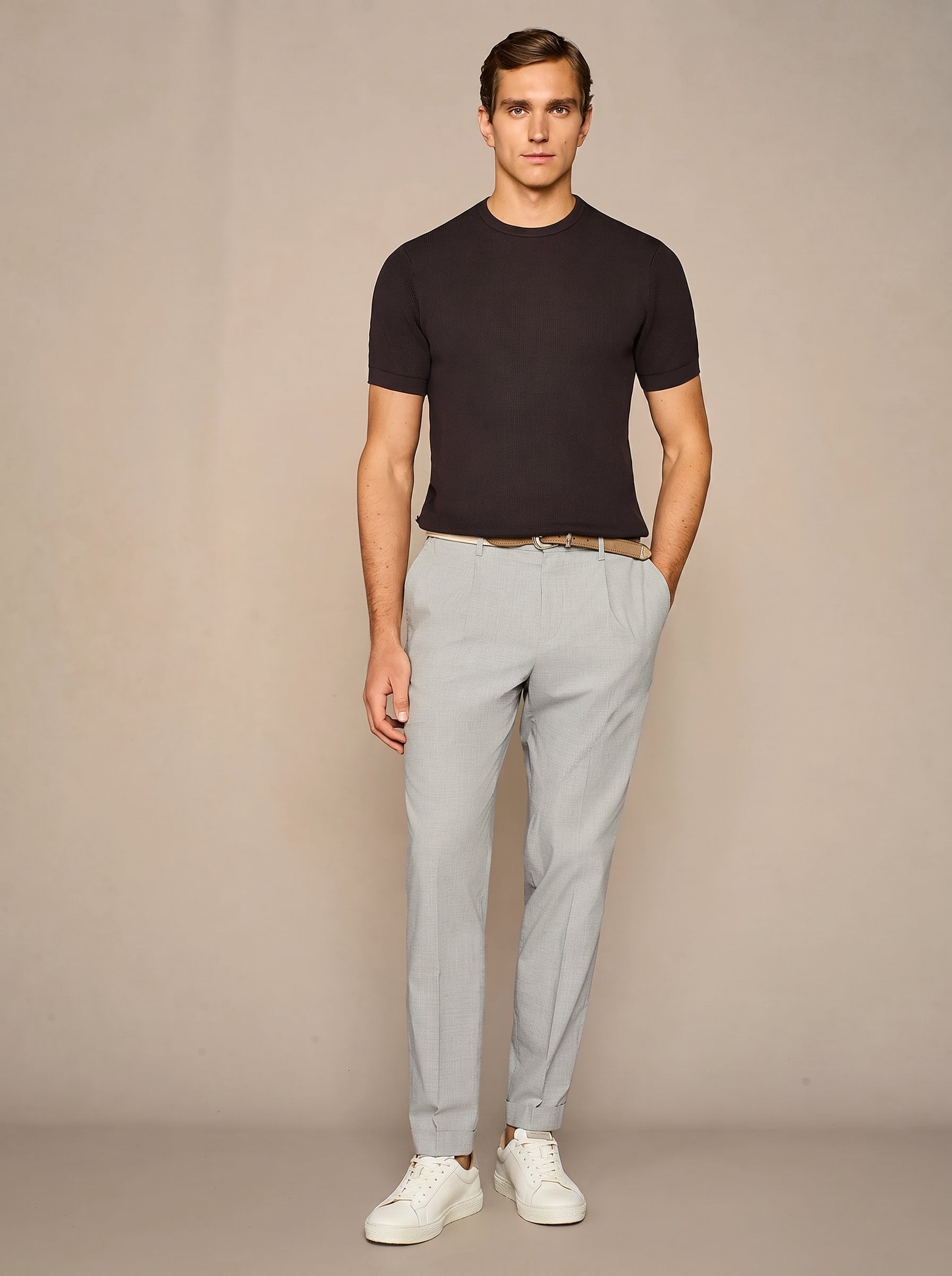 T-shirt in maglia costa inglese moro