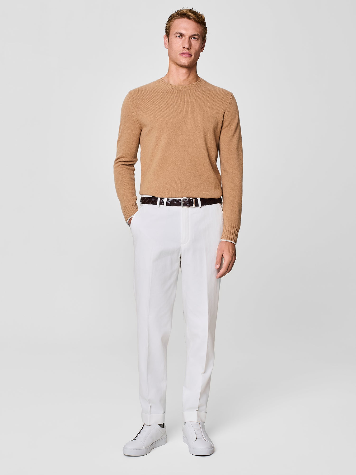 Pantalone wide fit sartoriale in cotone bianco