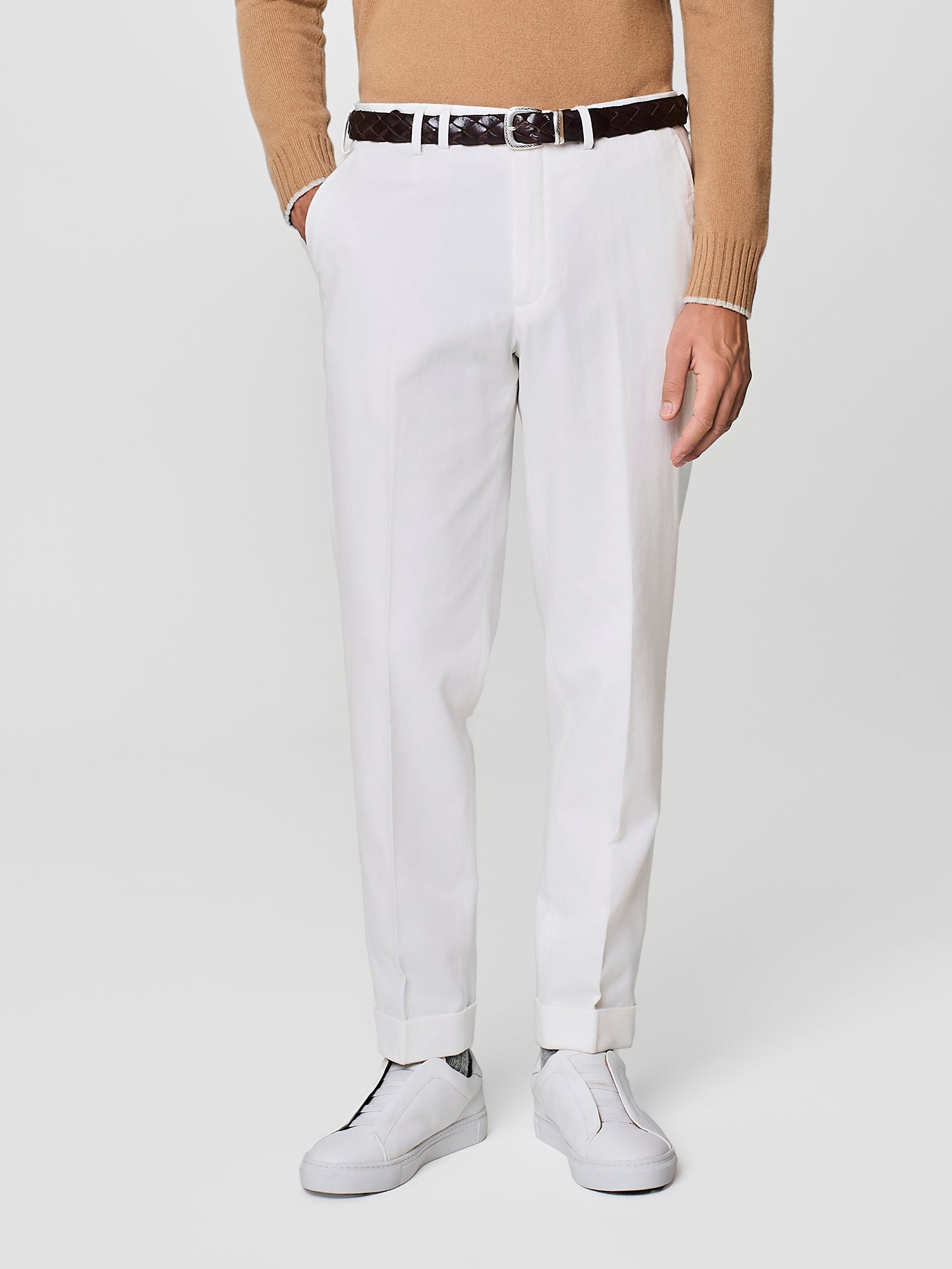 Pantalone wide fit sartoriale in cotone bianco