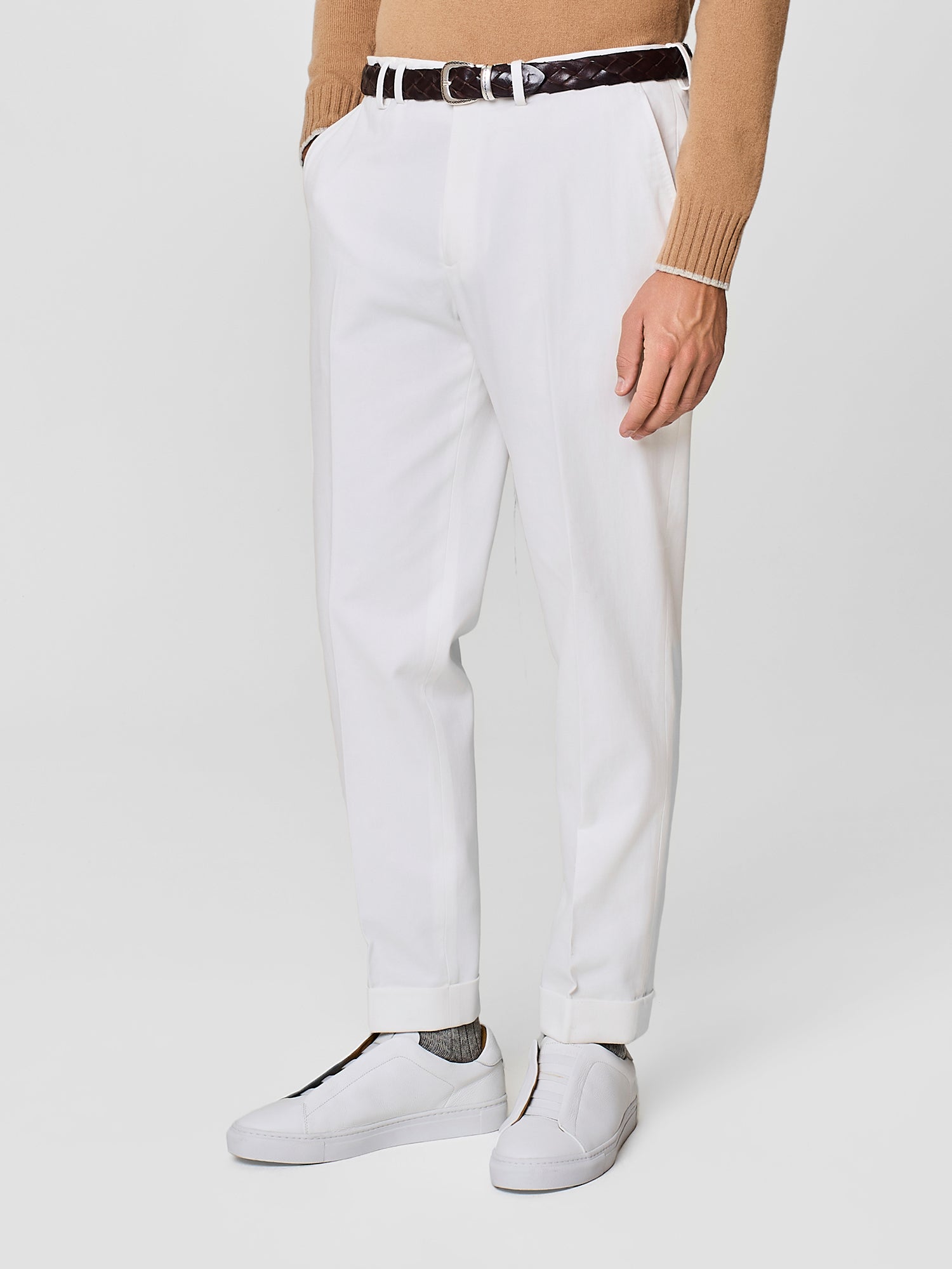 Pantalone wide fit sartoriale in cotone bianco